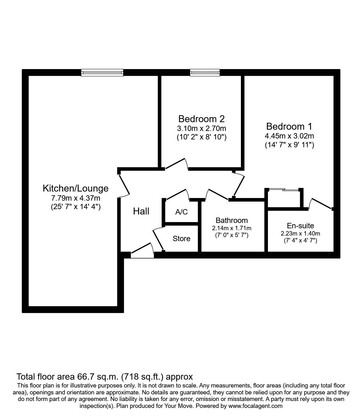 Floorplan of 2 bedroom Flat for sale, Walsworth Road, Hitchin, Hertfordshire, SG4