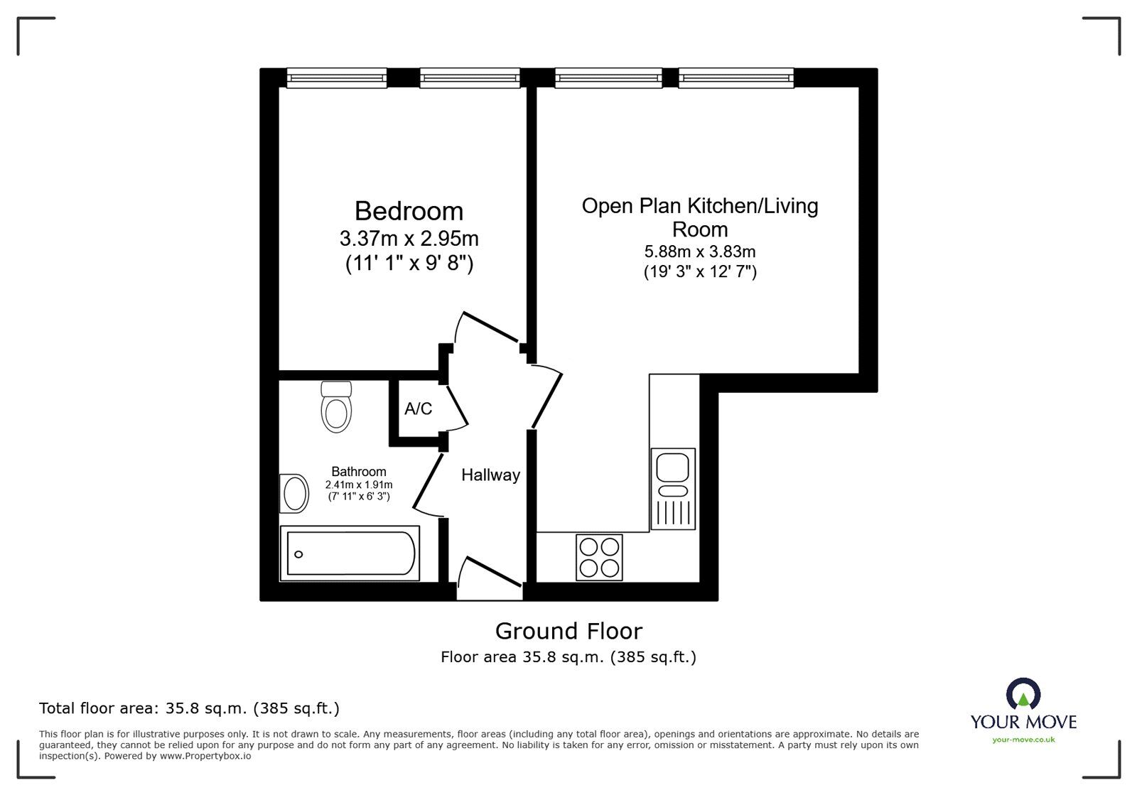 Floorplan of 1 bedroom Flat to rent, Market Place Chambers, 1 Market Place, Hertfordshire, SG1