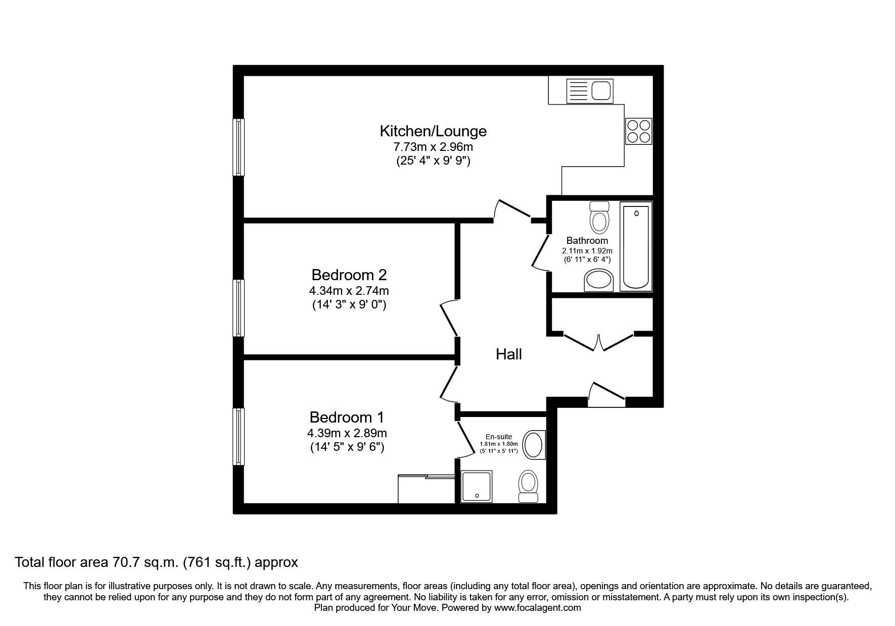 Floorplan of 2 bedroom Flat for sale, Whinbush Road, Hitchin, Hertfordshire, SG5