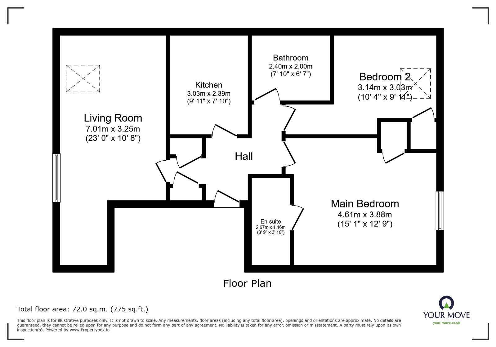 Floorplan of 2 bedroom Flat for sale, Walsworth Road, Hitchin, Hertfordshire, SG4