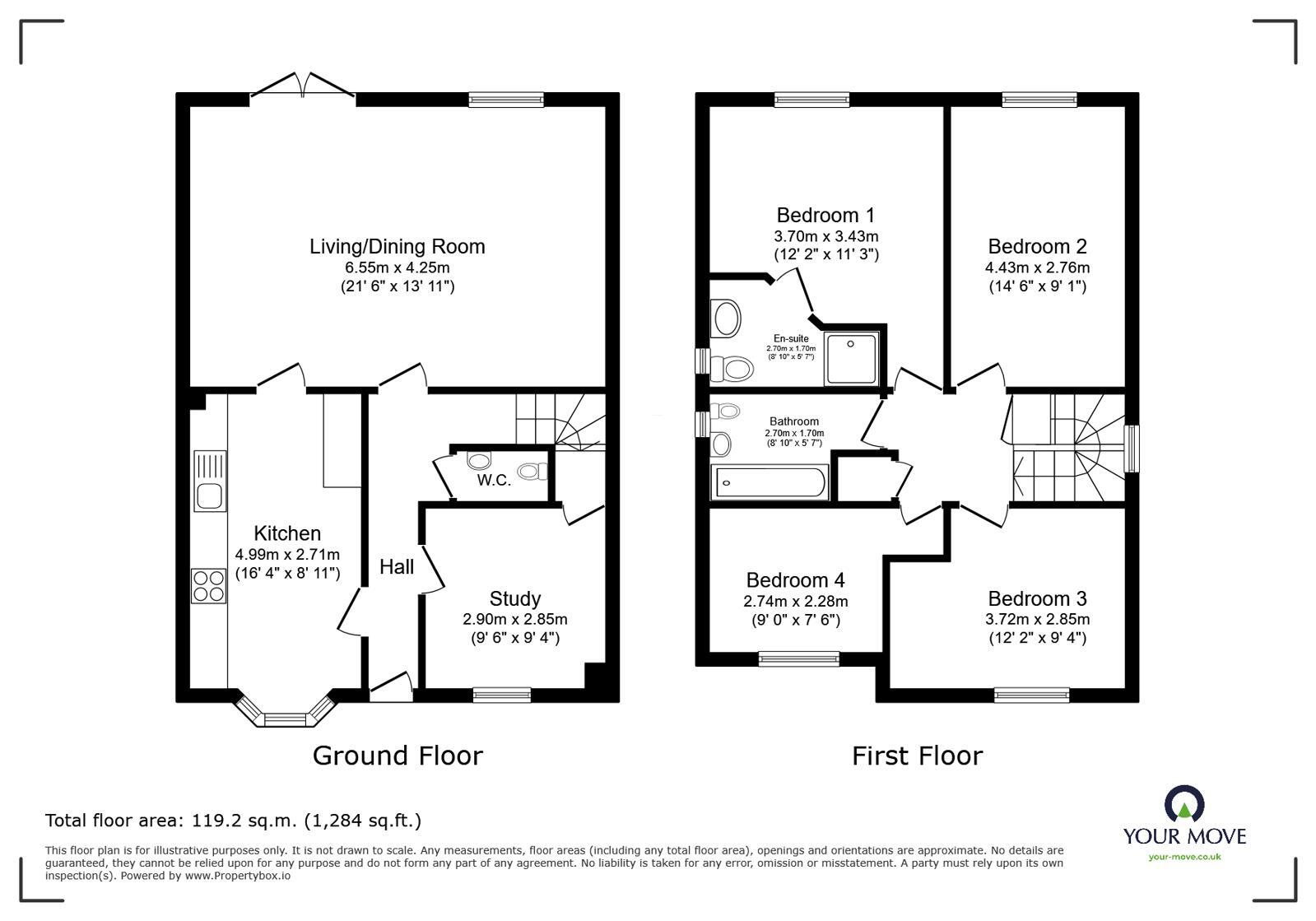 Floorplan of 4 bedroom Detached House to rent, Fishers Green Road, Stevenage, Hertfordshire, SG1