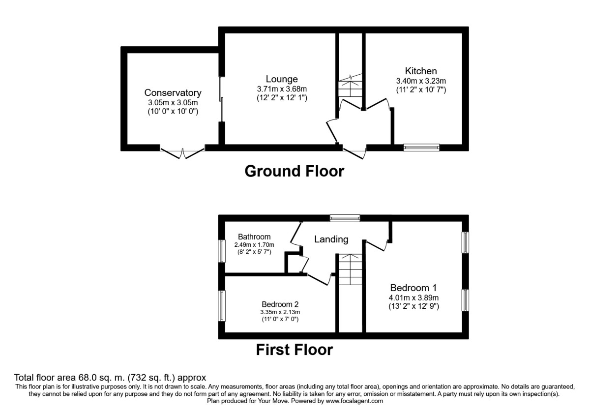 Floorplan of 2 bedroom Mid Terrace House to rent, Tanfield Green, Luton, LU2