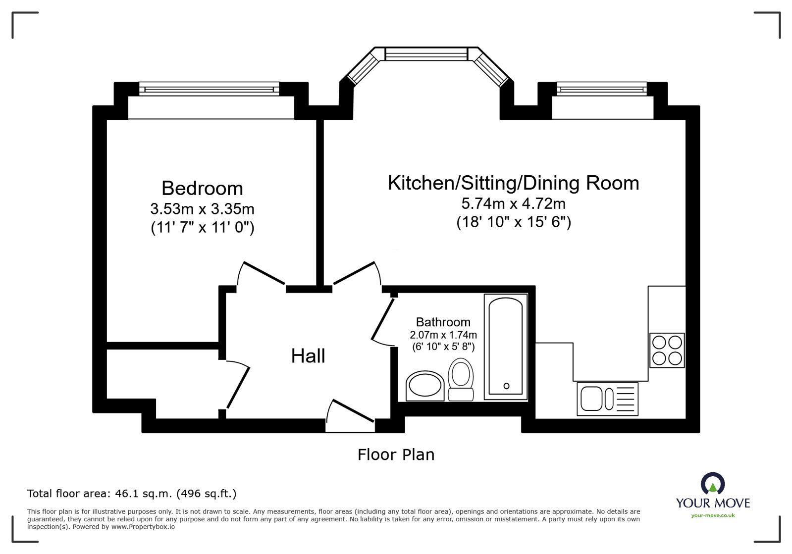 Floorplan of 1 bedroom Flat for sale, Swingate, Stevenage, Hertfordshire, SG1