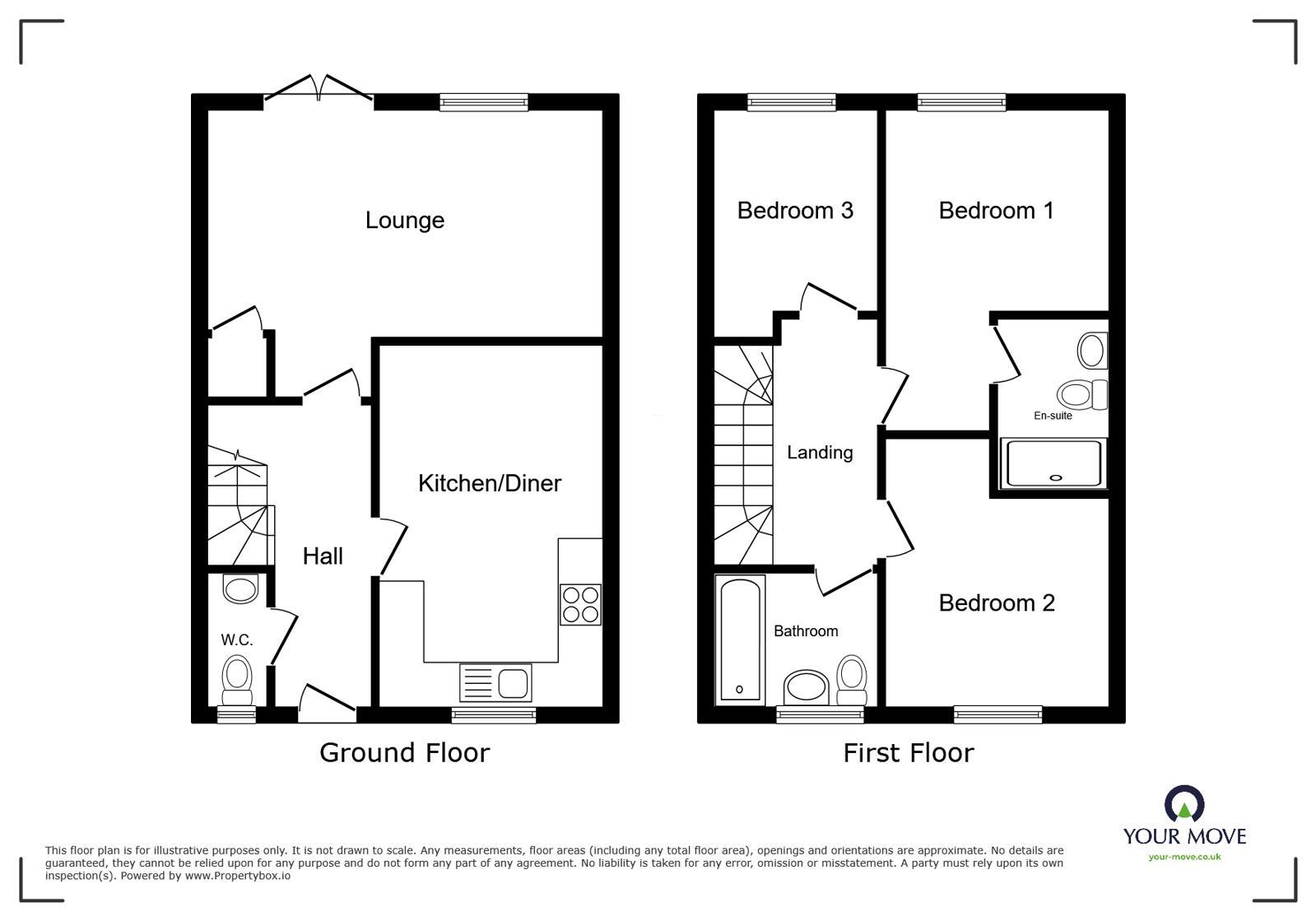 Floorplan of 3 bedroom Semi Detached House for sale, Binyon Gardens, Stotfold, Bedfordshire, SG5