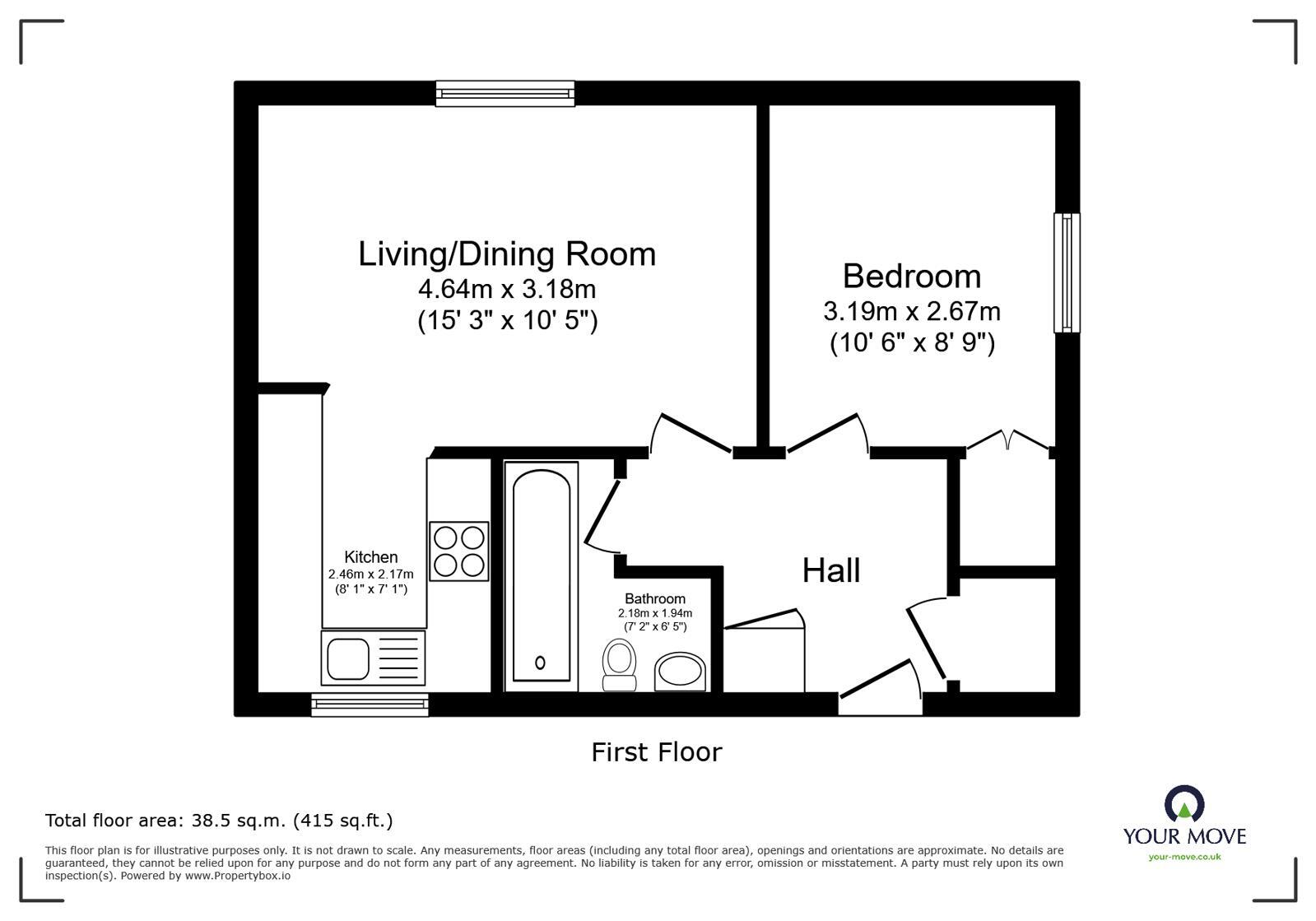 Floorplan of 1 bedroom Flat for sale, Upperstone Close, Stotfold, Bedfordshire, SG5