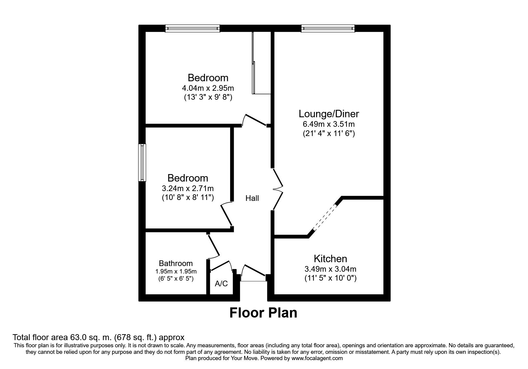 Floorplan of 2 bedroom Flat to rent, Morello Gardens, Stevenage Road, Hertfordshire, SG4