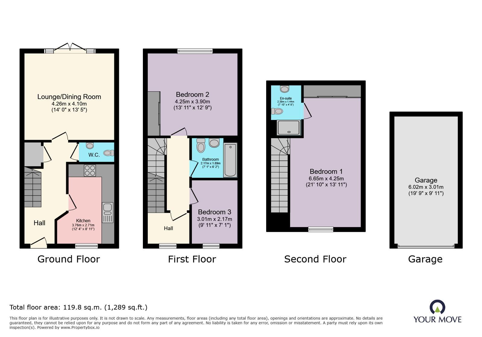 Floorplan of 3 bedroom Semi Detached House for sale, Handel Way, Biggleswade, Bedfordshire, SG18