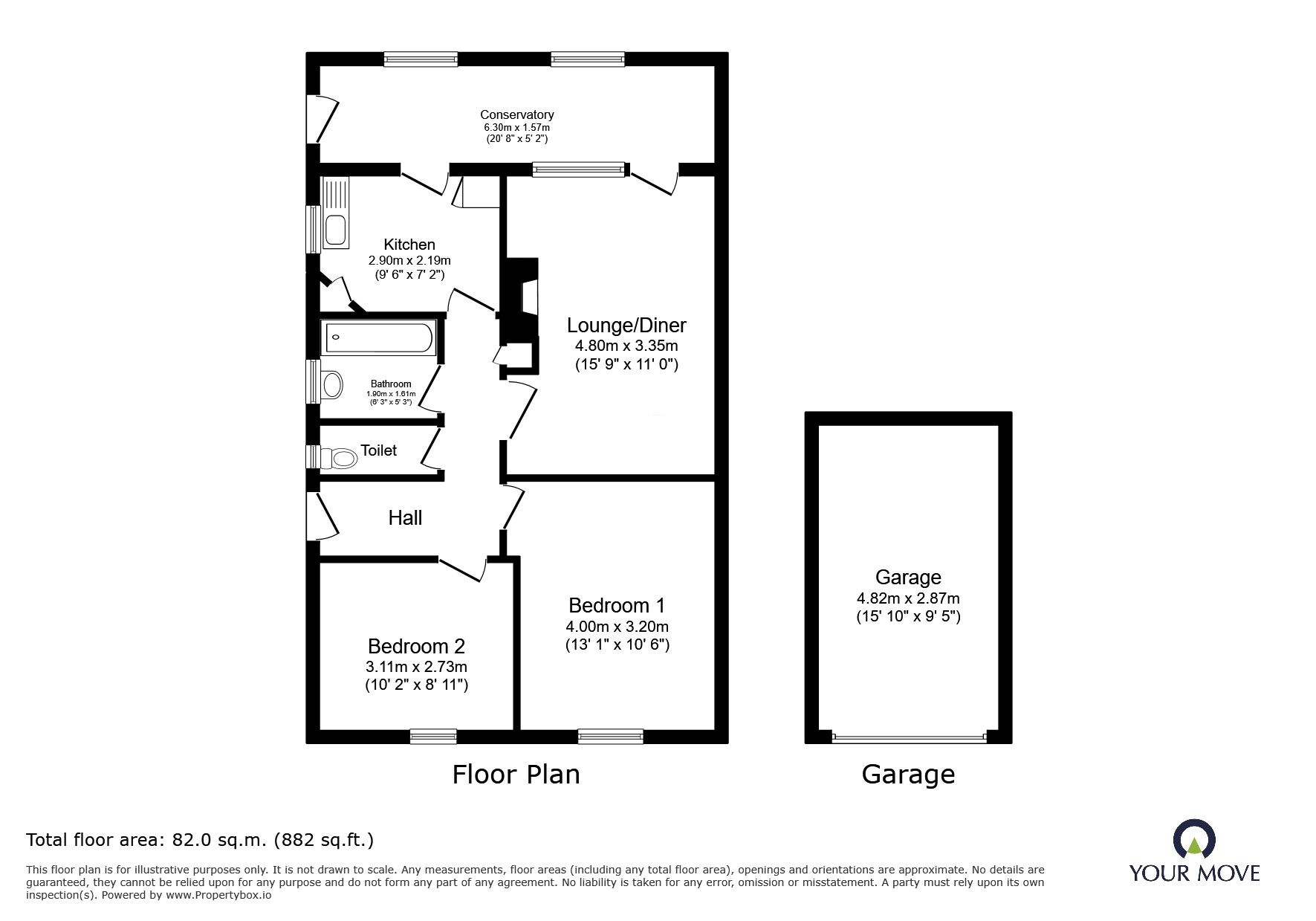 Floorplan of 2 bedroom Semi Detached Bungalow for sale, Ninesprings Way, Hitchin, Hertfordshire, SG4