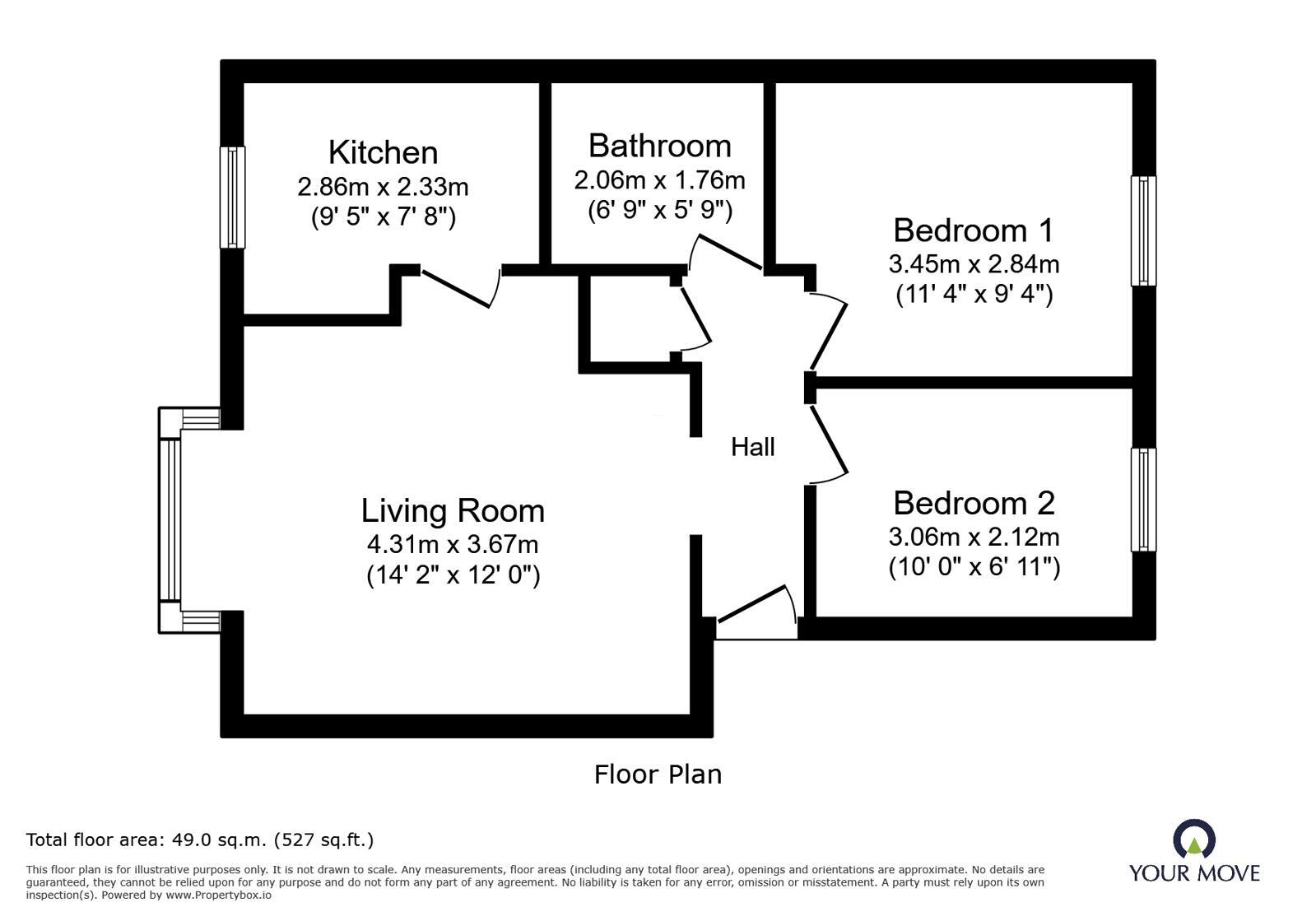 Floorplan of 2 bedroom Flat to rent, Wedgewood Road, Hitchin, Hertfordshire, SG4