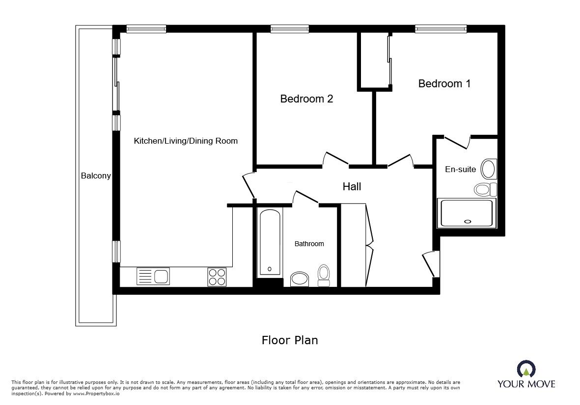 Floorplan of 2 bedroom Flat for sale, Allwoods Place, Hitchin, Hertfordshire, SG4
