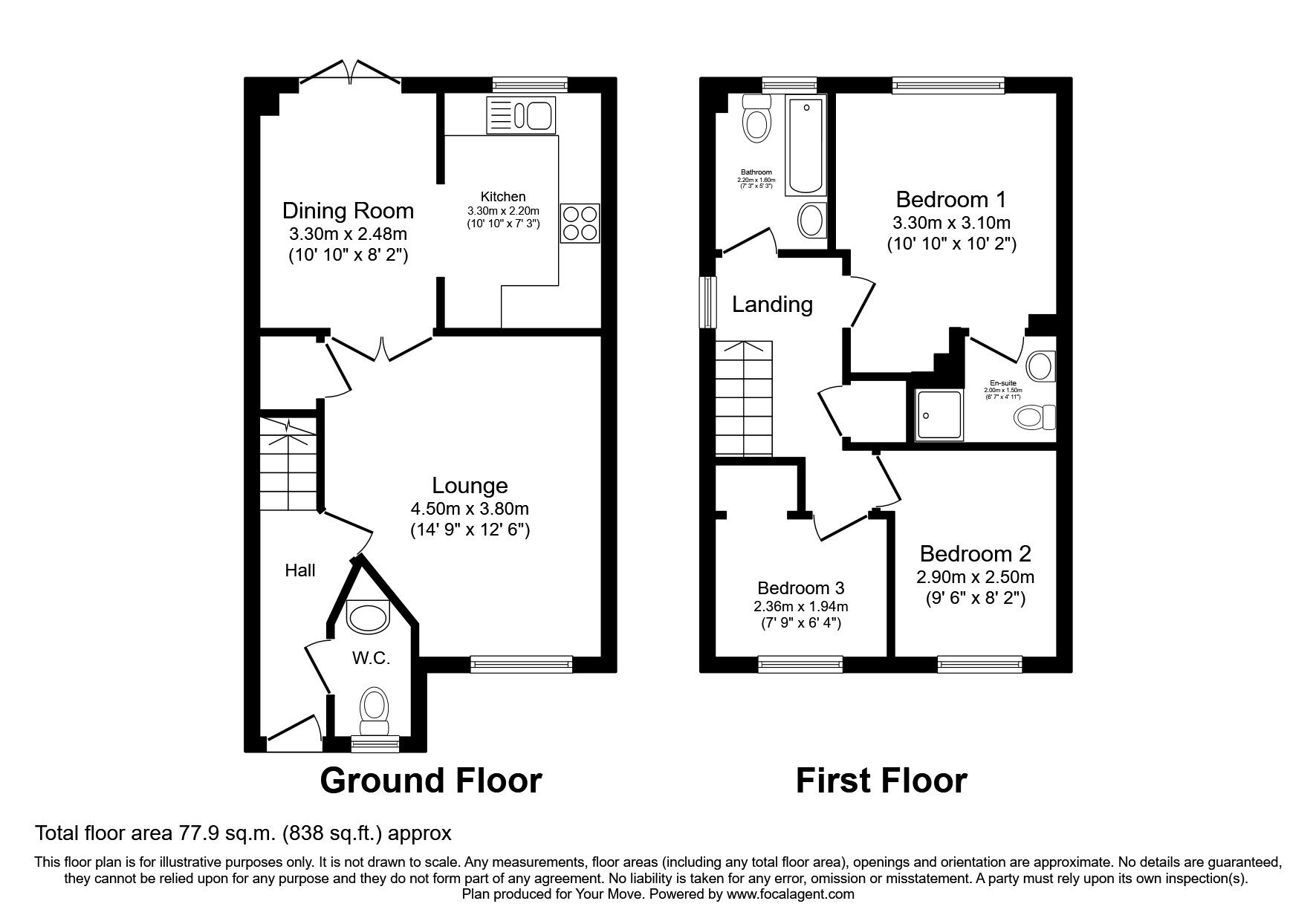 Floorplan of 3 bedroom End Terrace House to rent, Rivenhall Way, Hoo, Kent, ME3