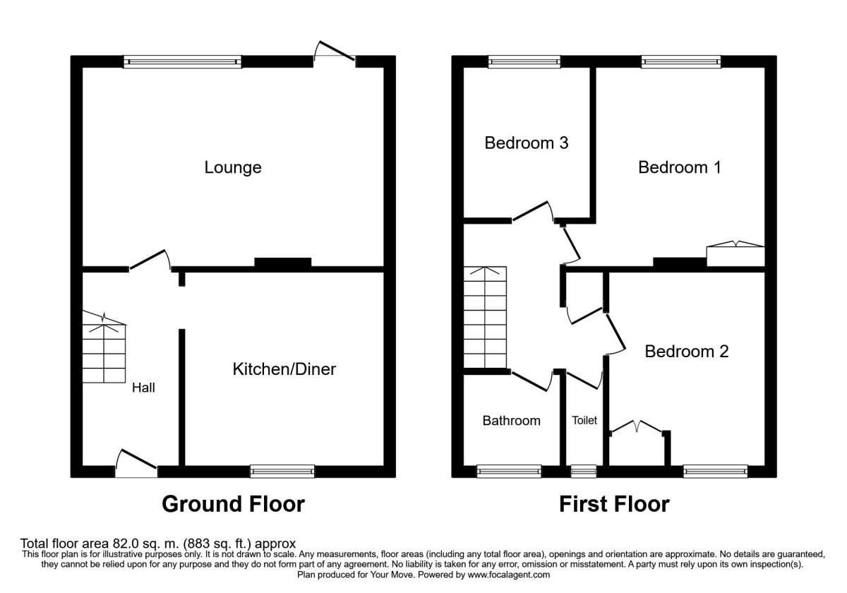 Floorplan of 3 bedroom Mid Terrace House to rent, Elmwood Road, Chattenden, Kent, ME3