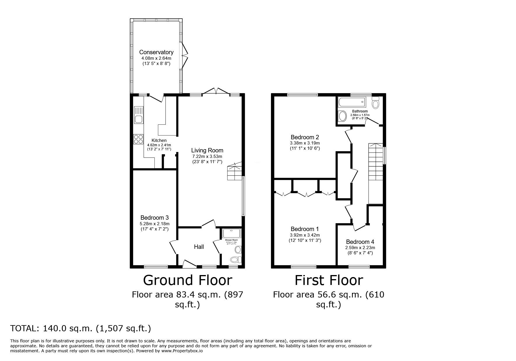 Floorplan of 4 bedroom End Terrace House for sale, Shaw Close, Cliffe Woods, Kent, ME3