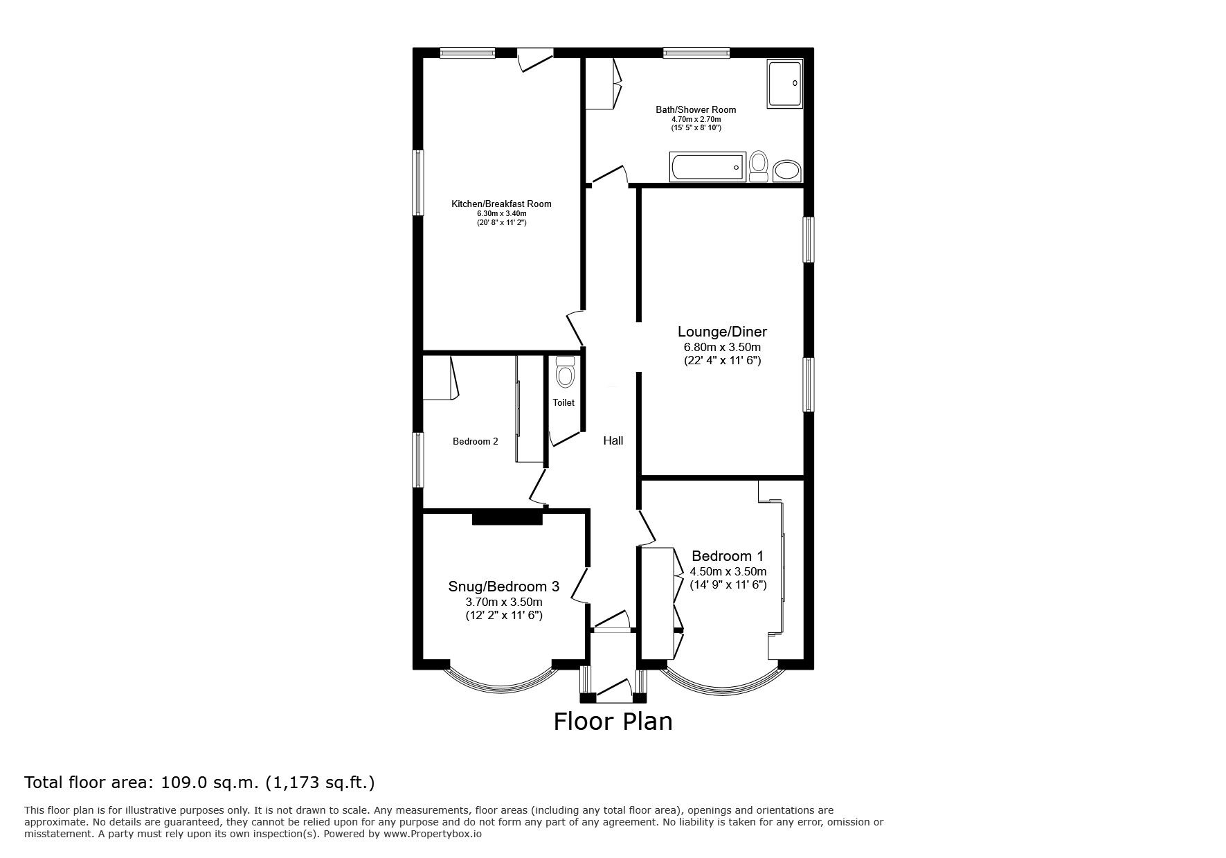 Floorplan of 3 bedroom Detached Bungalow for sale, Main Road, Hoo, Kent, ME3