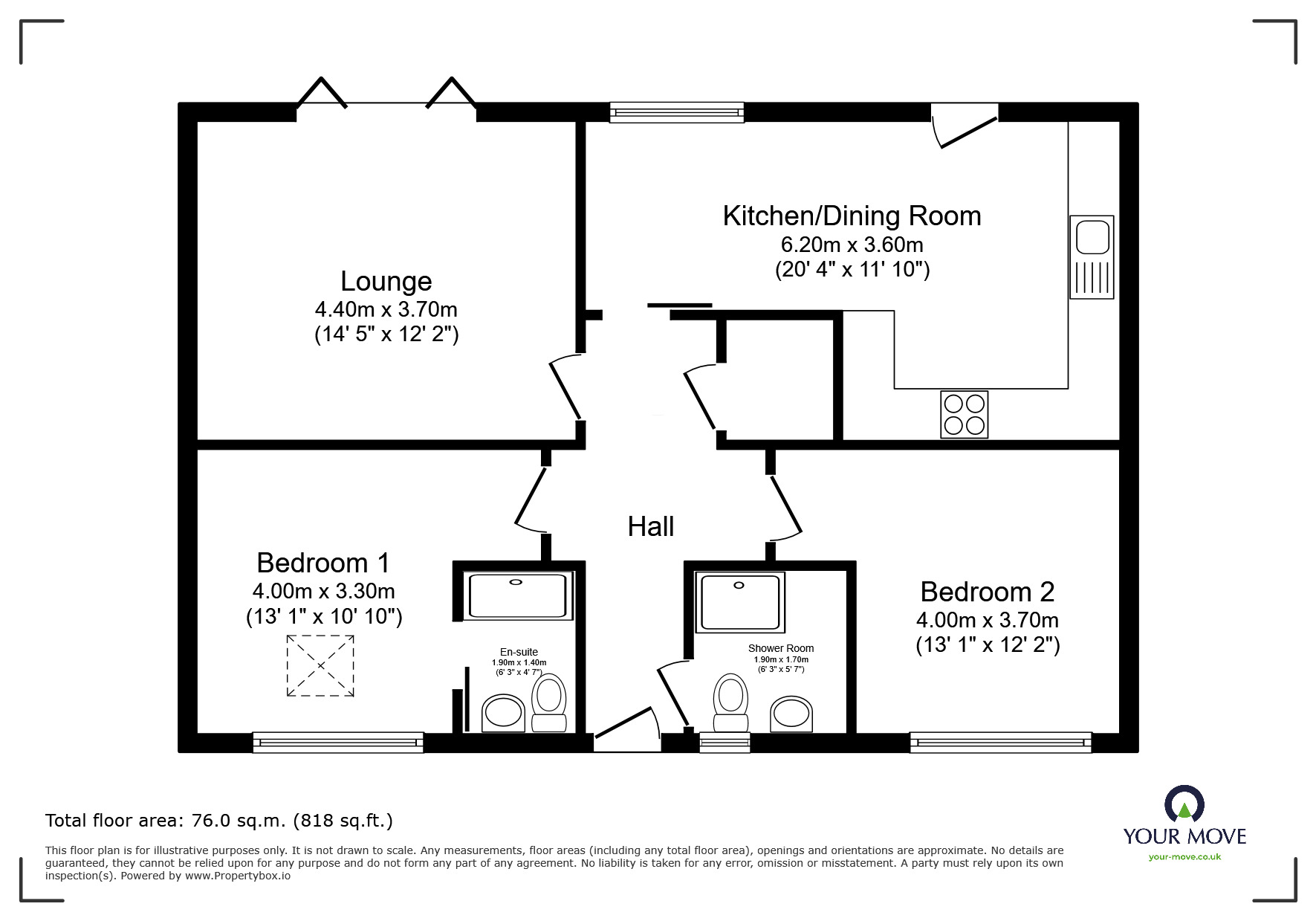 Floorplan of 2 bedroom End Terrace Property for sale, Buckhole Lane, Cooling Road, High Halstow, Kent, ME3