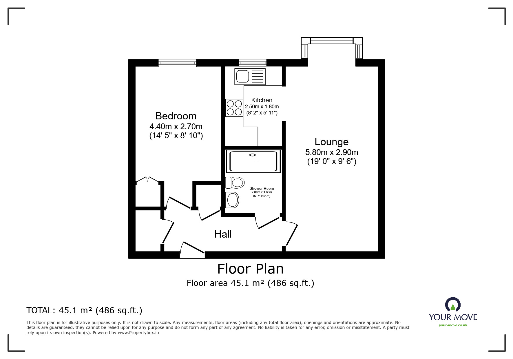 Floorplan of 1 bedroom  Flat for sale, Willow Grange, Tilley Close, Rochester, ME3