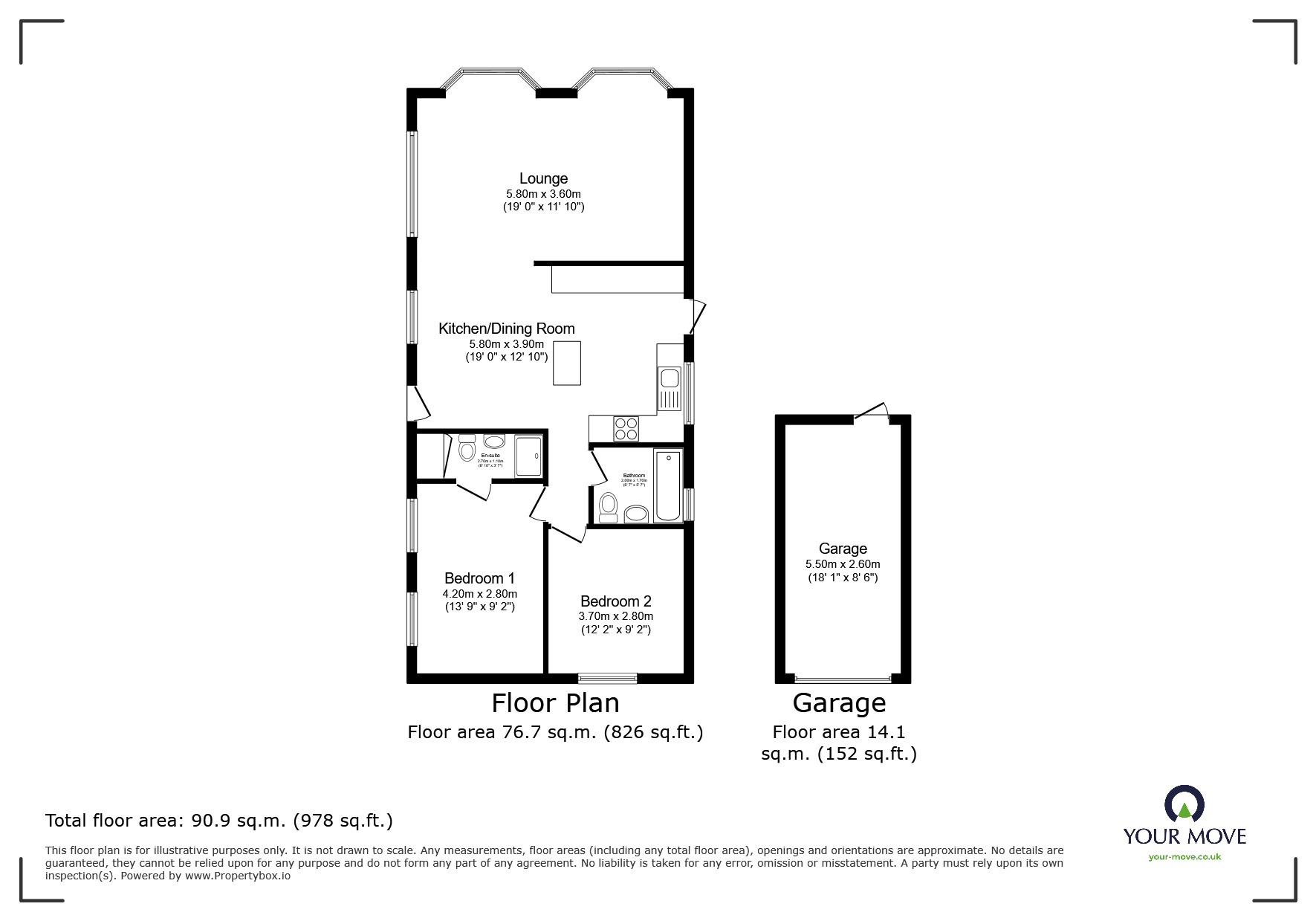Floorplan of 2 bedroom  Property for sale, The Copse, Vicarage Lane, Rochester, ME3
