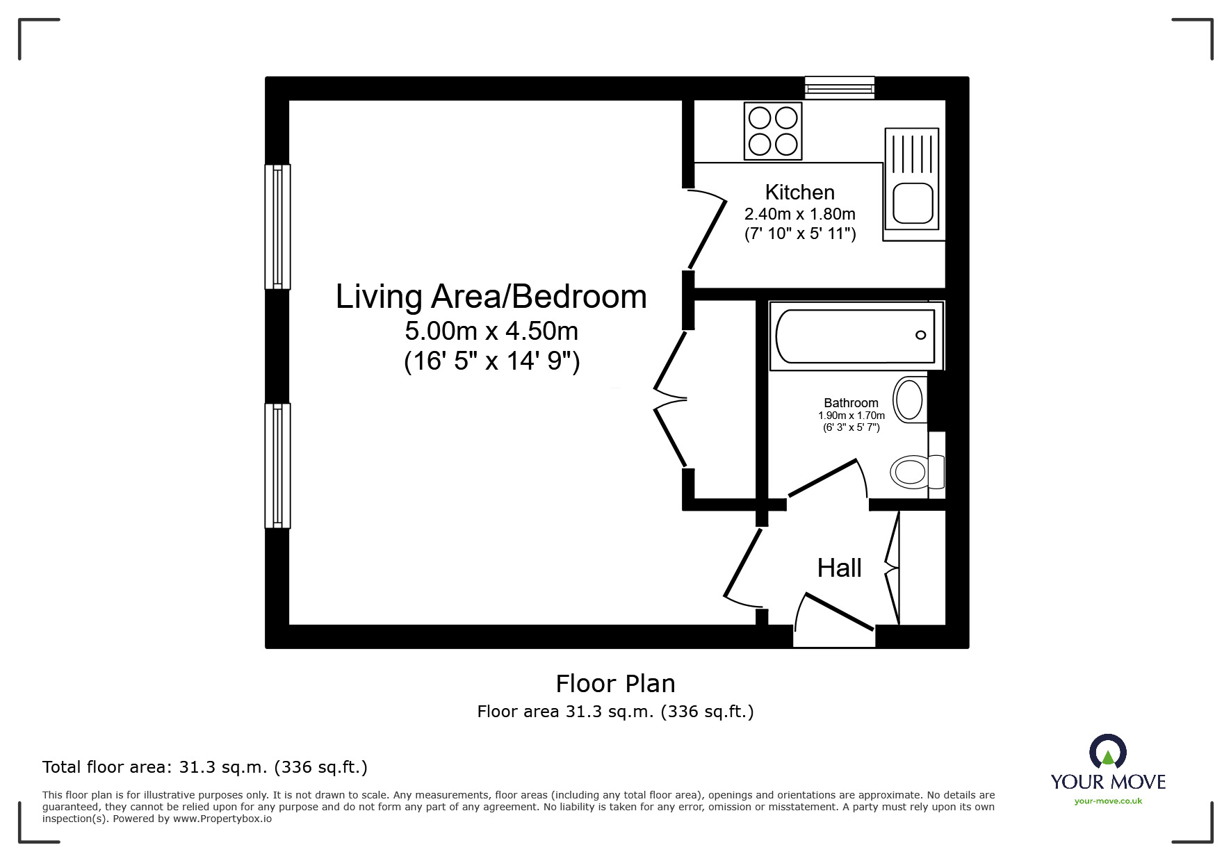 Floorplan of 1 bedroom  Flat for sale, Nursery Gardens, Butt Haw Close, Rochester, ME3