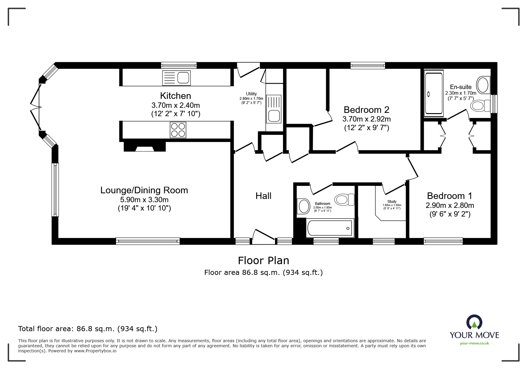 Floorplan of 2 bedroom Detached Property for sale, Peninsula Crescent, Hoo, Kent, ME3