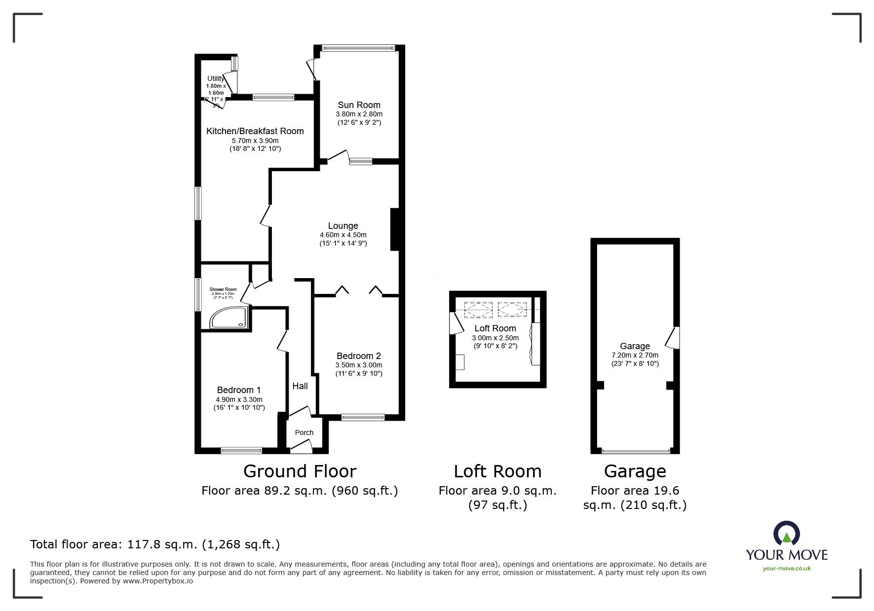 Floorplan of 2 bedroom Semi Detached Bungalow for sale, Coombe Road, Hoo, Kent, ME3