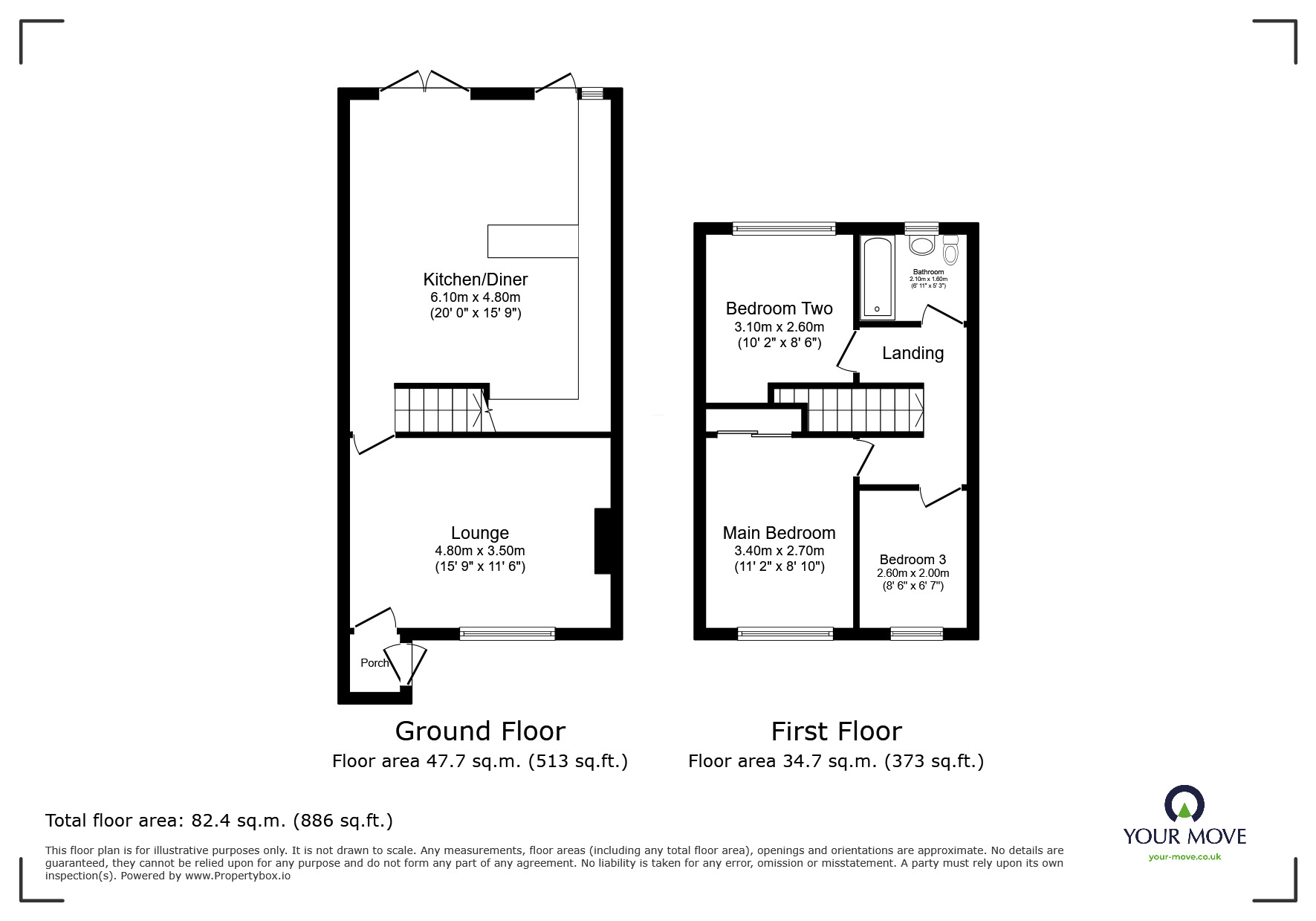 Floorplan of 3 bedroom Mid Terrace House for sale, Pankhurst Road, Hoo, Kent, ME3