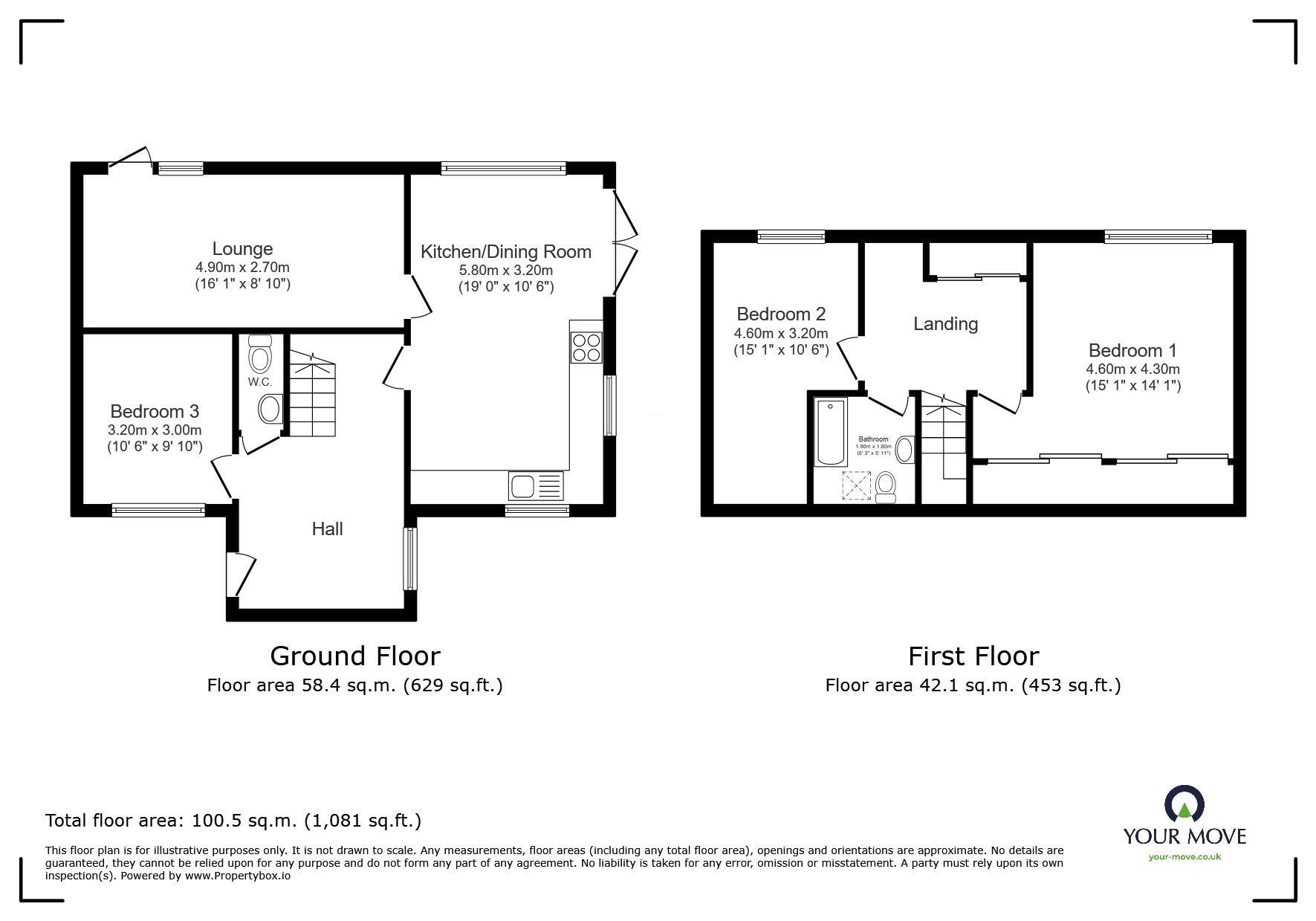 Floorplan of 3 bedroom Detached House for sale, Hollywood Lane, Wainscott, Kent, ME3