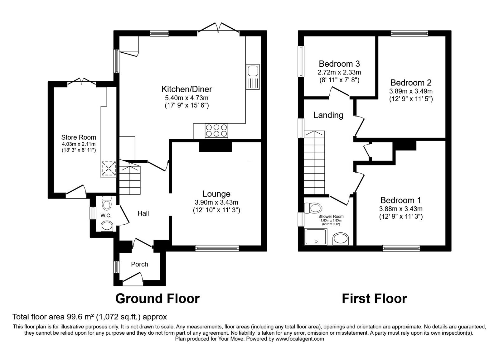 Floorplan of 3 bedroom End Terrace House for sale, Knights Road, Hoo, Kent, ME3