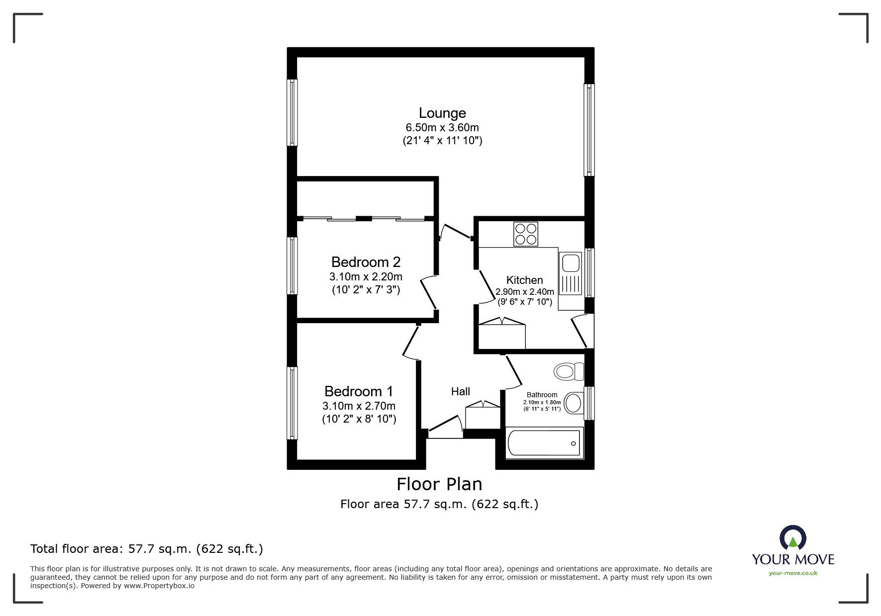 Floorplan of 2 bedroom  Flat for sale, Everest Mews, Everest Drive, Kent, ME3