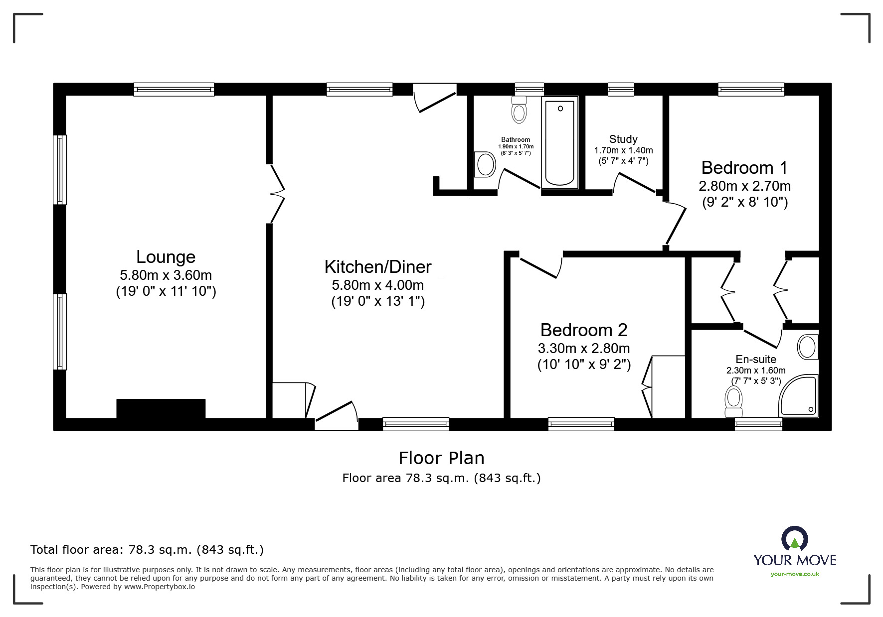 Floorplan of 2 bedroom  Property for sale, Shore Drive, Hoo, Kent, ME3