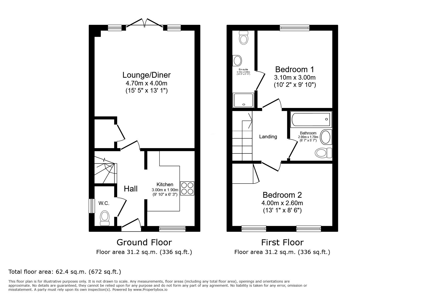 Floorplan of 2 bedroom Semi Detached House for sale, Thomas Aveling Road, Hoo, Kent, ME3