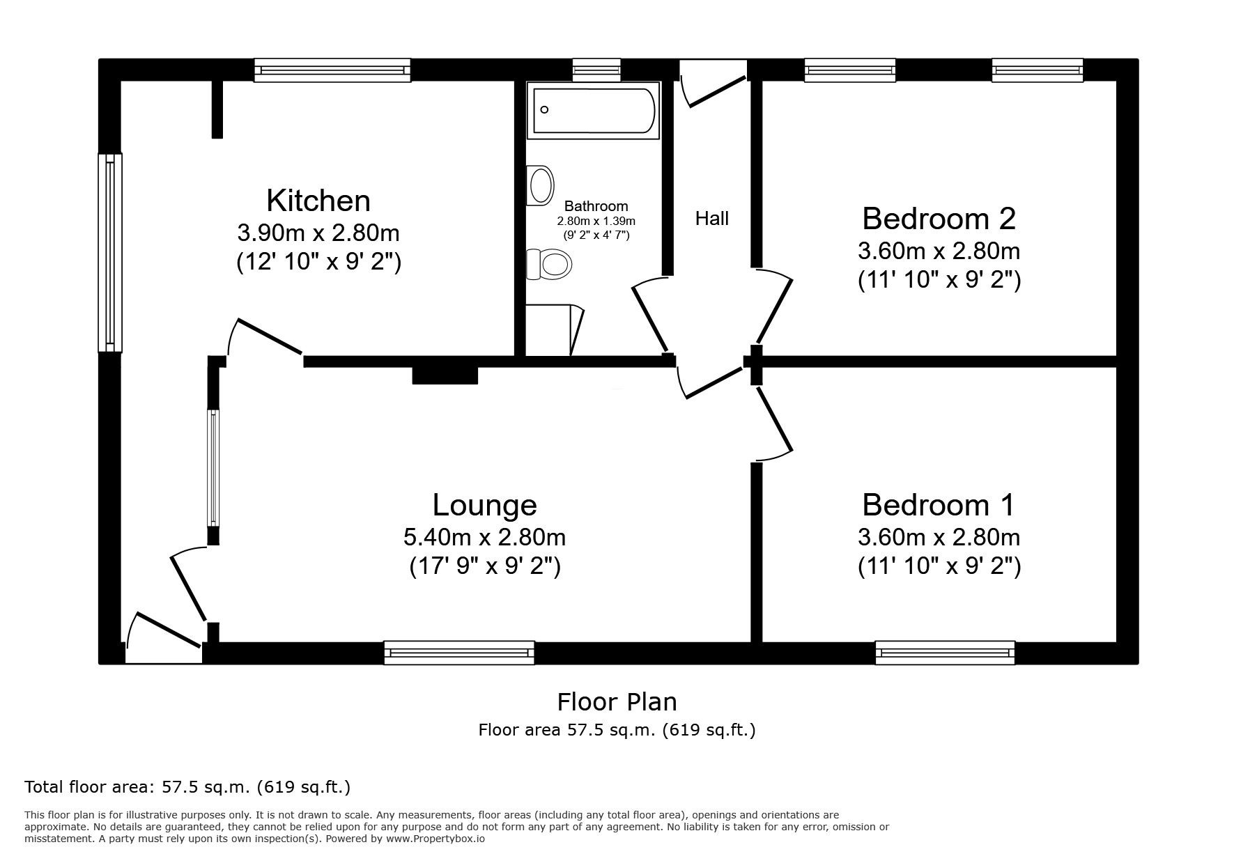 Floorplan of 2 bedroom Detached Property for sale, Hoo Marina Park, Vicarage Lane, Rochester, ME3