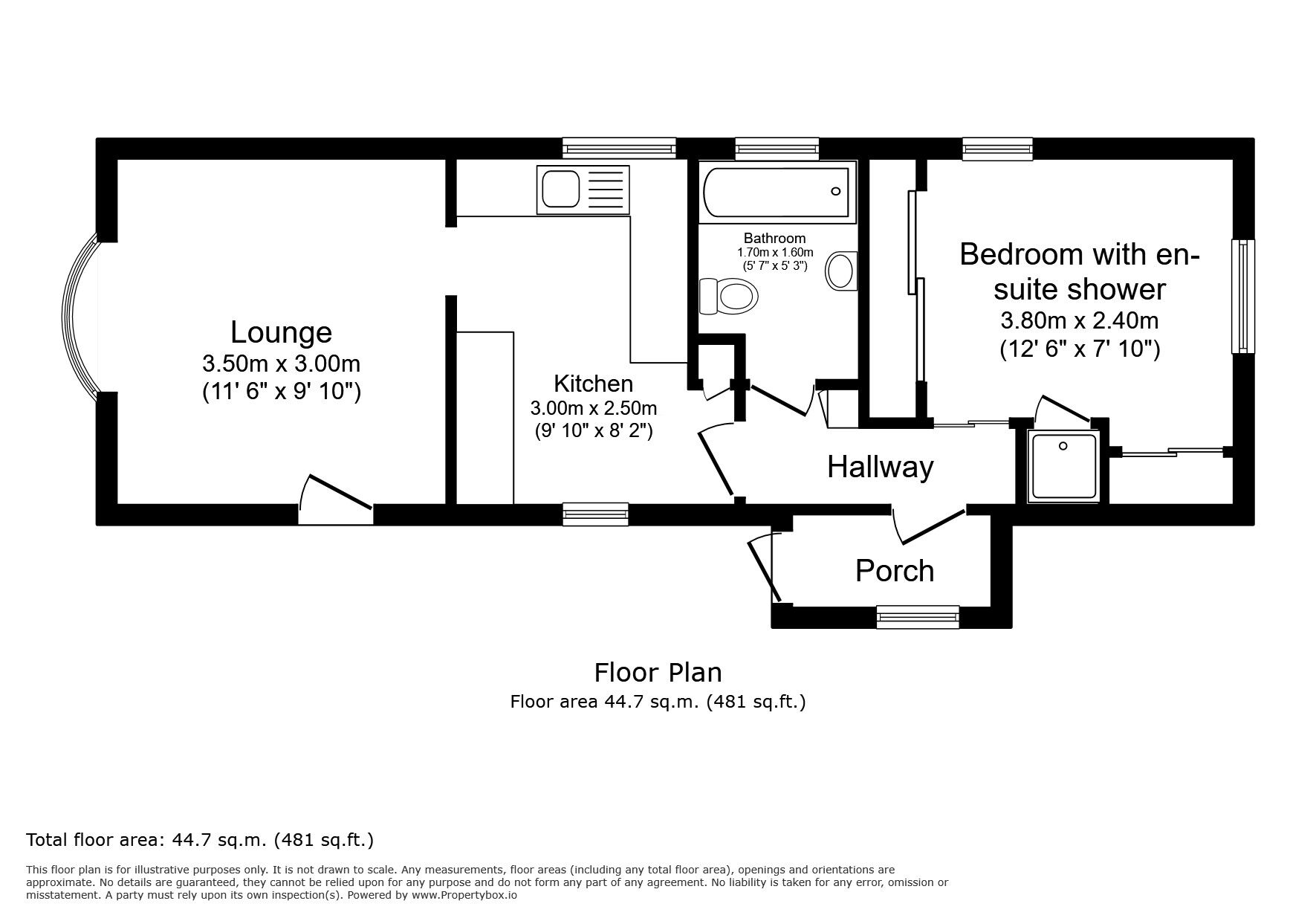 Floorplan of 1 bedroom Detached Property for sale, Kingsmead Park, Allhallows, Kent, ME3