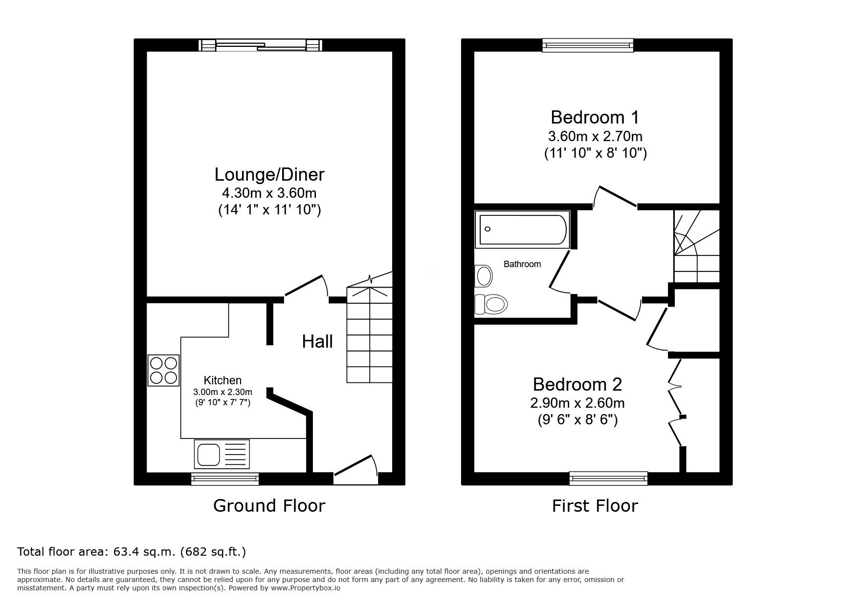 Floorplan of 2 bedroom Mid Terrace House for sale, Leaman Close, High Halstow, Kent, ME3