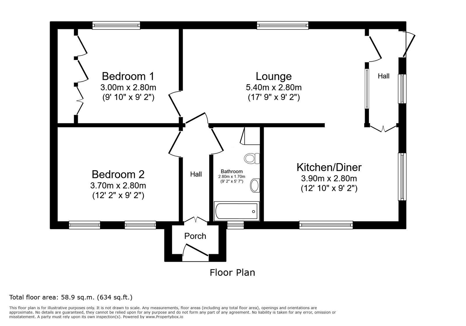 Floorplan of 2 bedroom Detached Property for sale, Hoo Marina Park, Vicarage Lane, Rochester, ME3