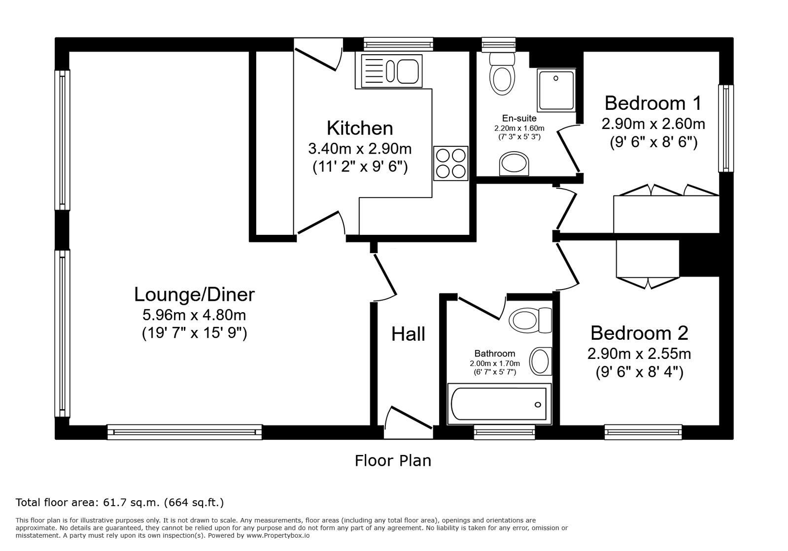 Floorplan of 2 bedroom Detached Property for sale, Hoo Marina Park, Vicarage Lane, Rochester, ME3