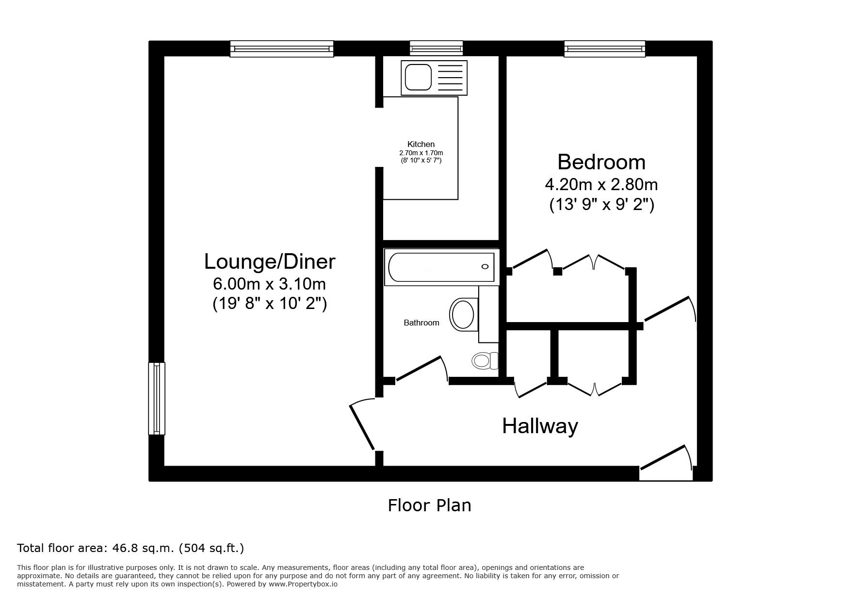 Floorplan of 1 bedroom Flat for sale, Nursery Gardens, Butt Haw Close, Rochester, ME3