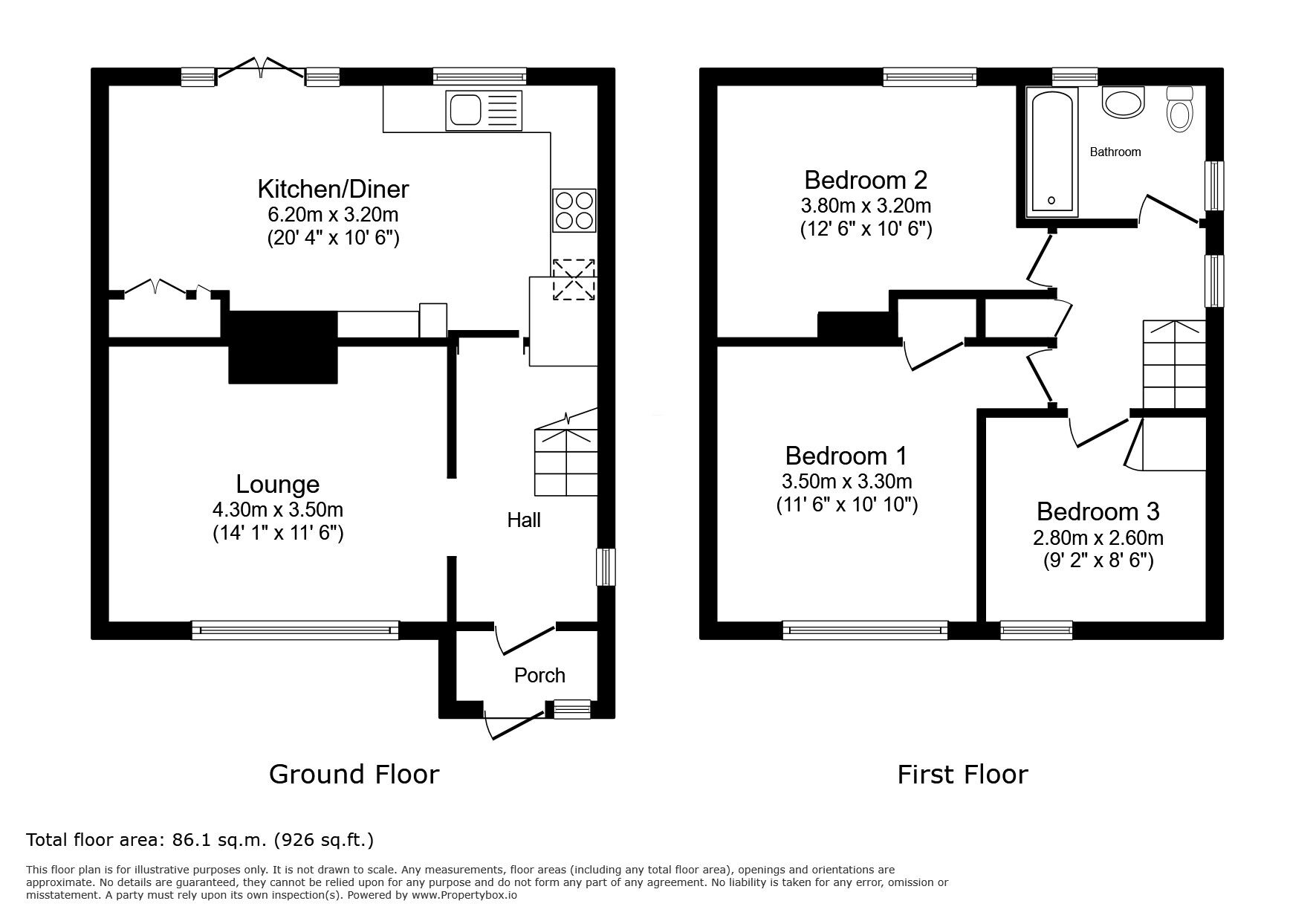 Floorplan of 3 bedroom Semi Detached House for sale, Knights Road, Hoo, Kent, ME3