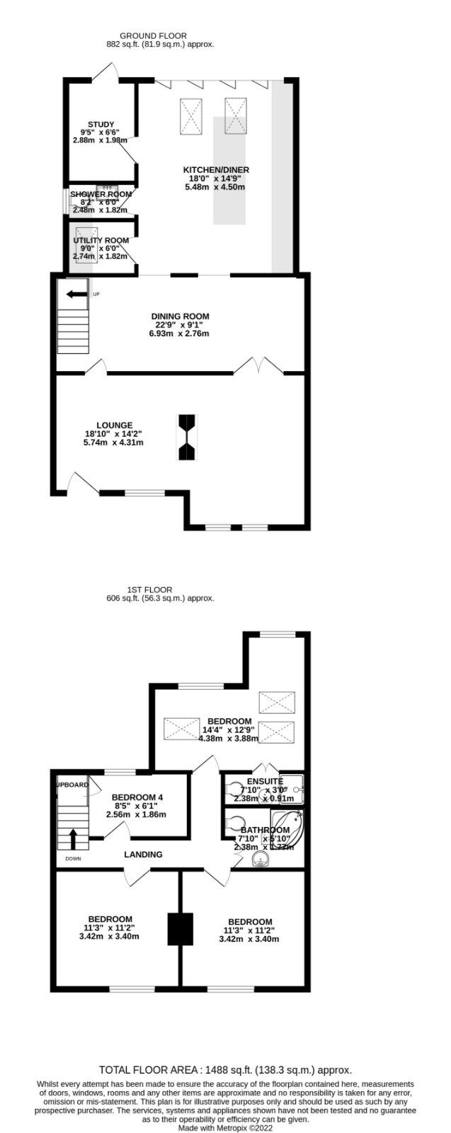 Floorplan of 4 bedroom Mid Terrace House for sale, Woodlands Road, Harold Wood, Romford, RM3