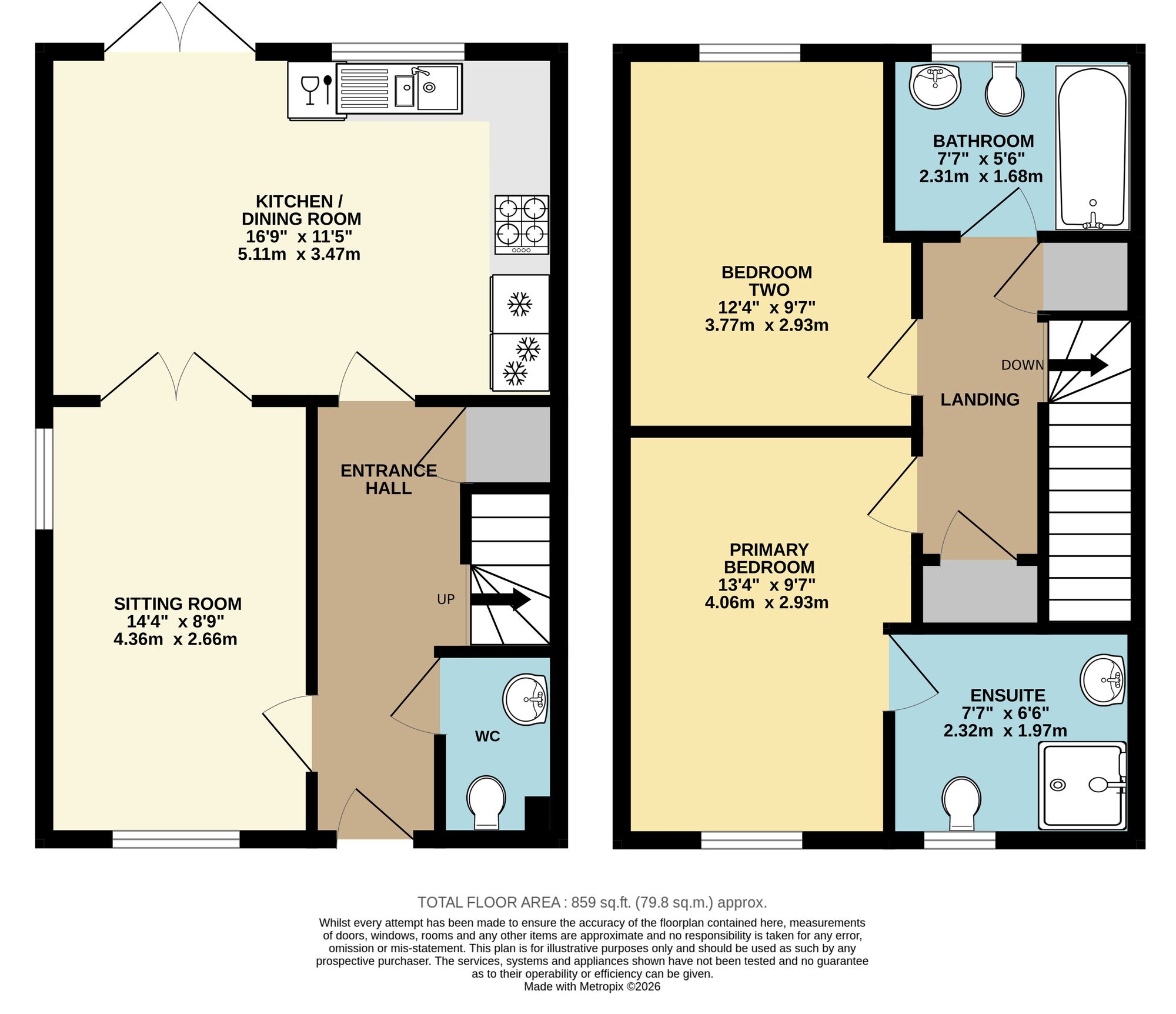 Floorplan of 2 bedroom Semi Detached House for sale, Wilderness Lane, Harleston, Norfolk, IP20