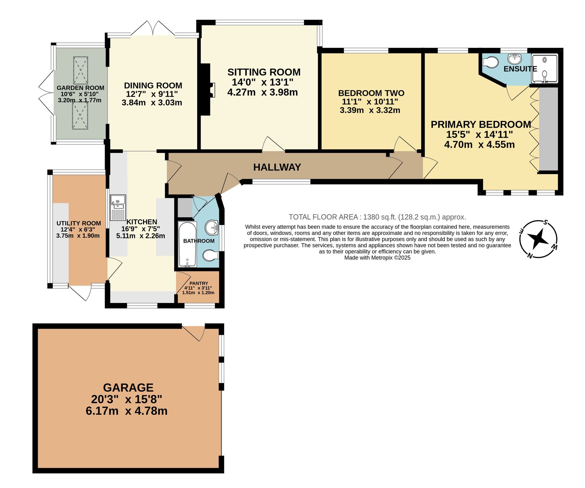 Floorplan of 2 bedroom Detached Bungalow for sale, Yarmouth Road, Broome, Norfolk, NR35