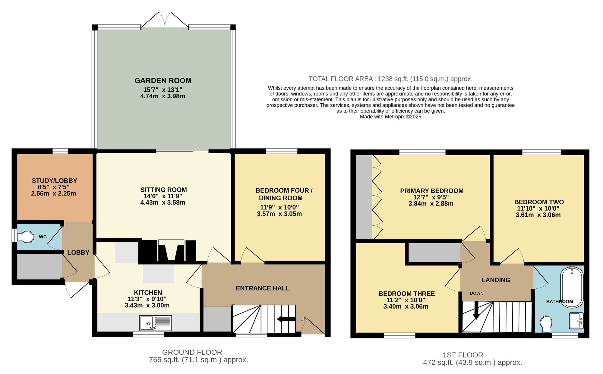 Floorplan of 4 bedroom Semi Detached House for sale, Hillside, Mendham, Suffolk, IP20