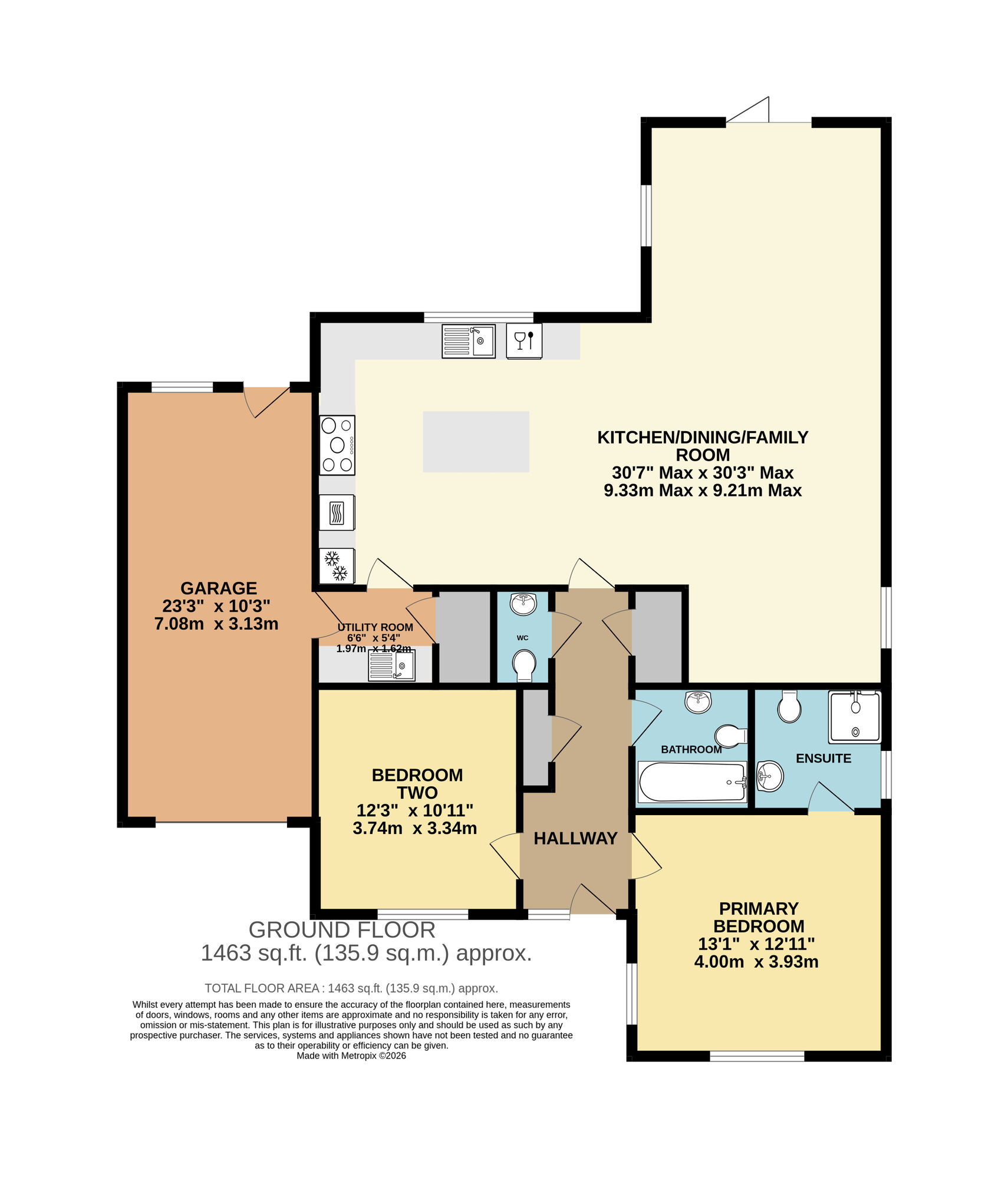 Floorplan of 2 bedroom Detached Bungalow for sale, Withersdale Road, Mendham, Suffolk, IP20