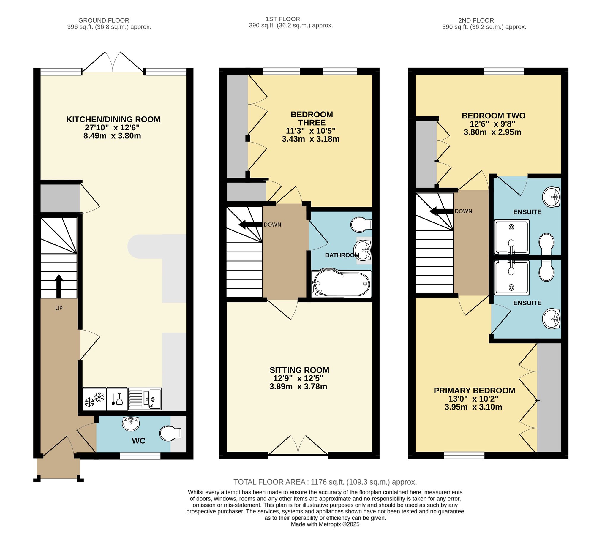 Floorplan of 3 bedroom Mid Terrace House for sale, Nelson Close, Harleston, Norfolk, IP20