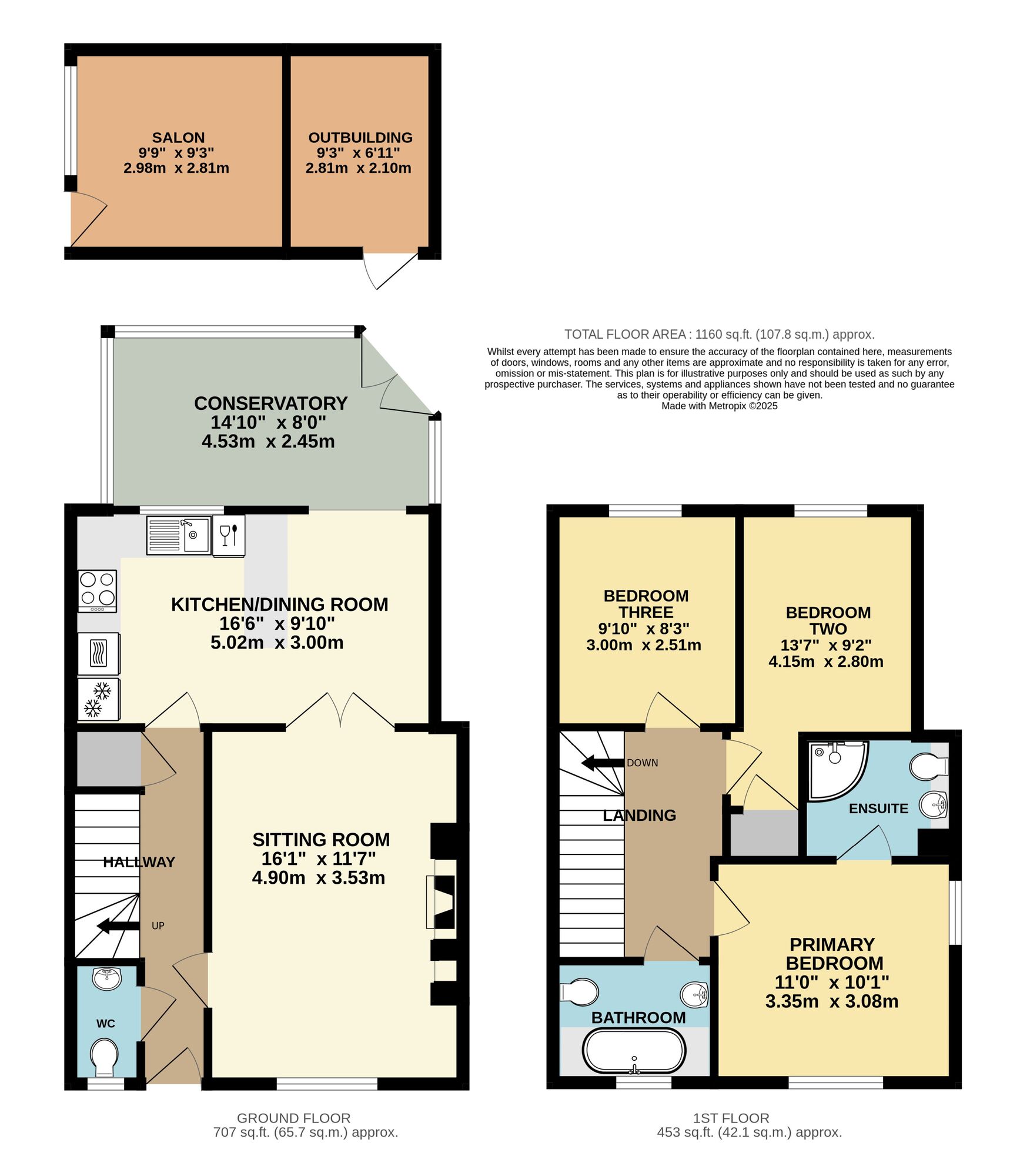 Floorplan of 3 bedroom Semi Detached House for sale, Yarmouth Road, Broome, Norfolk, NR35