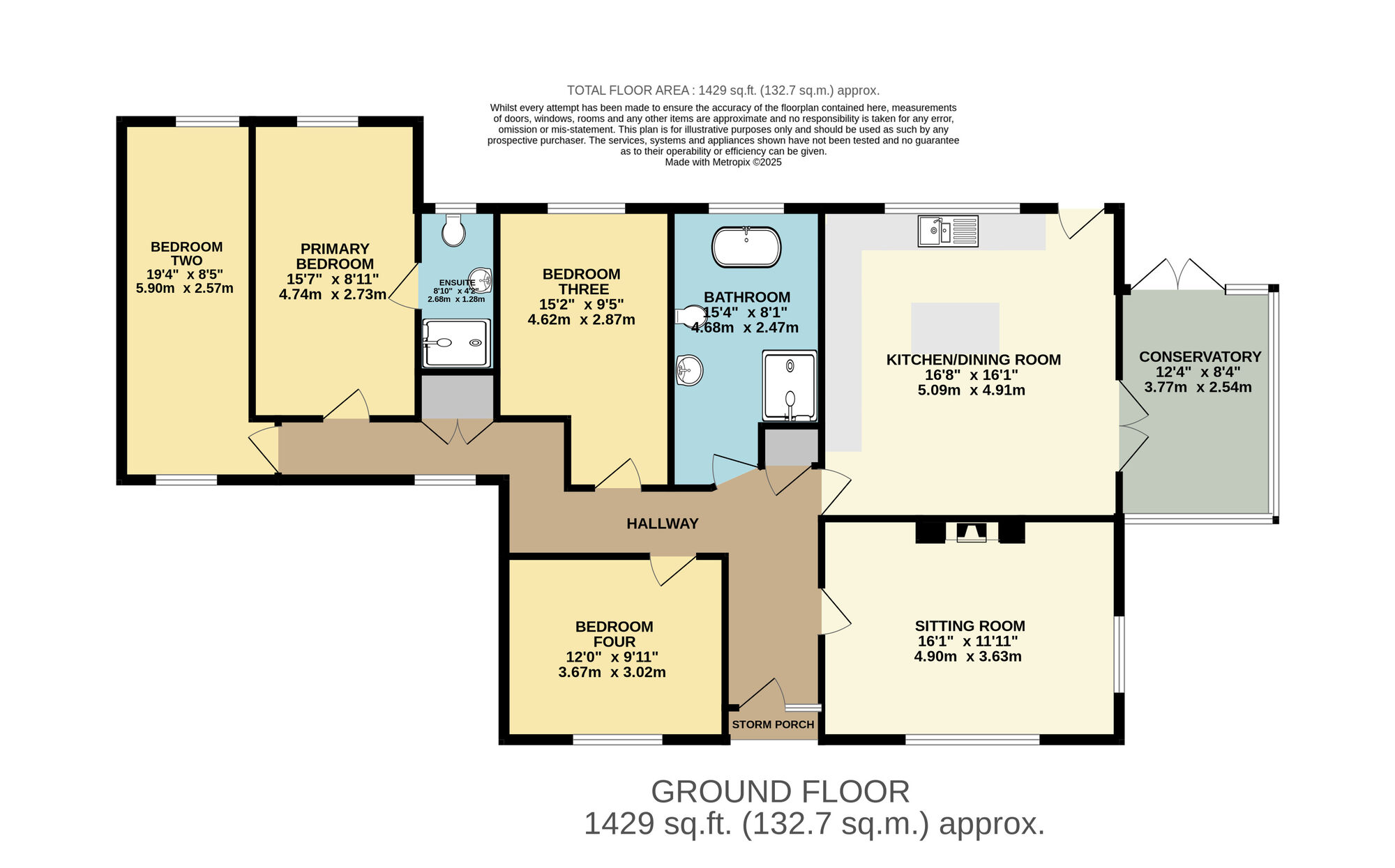 Floorplan of 4 bedroom Detached Bungalow for sale, Norwich Road, Ditchingham, Norfolk, NR35
