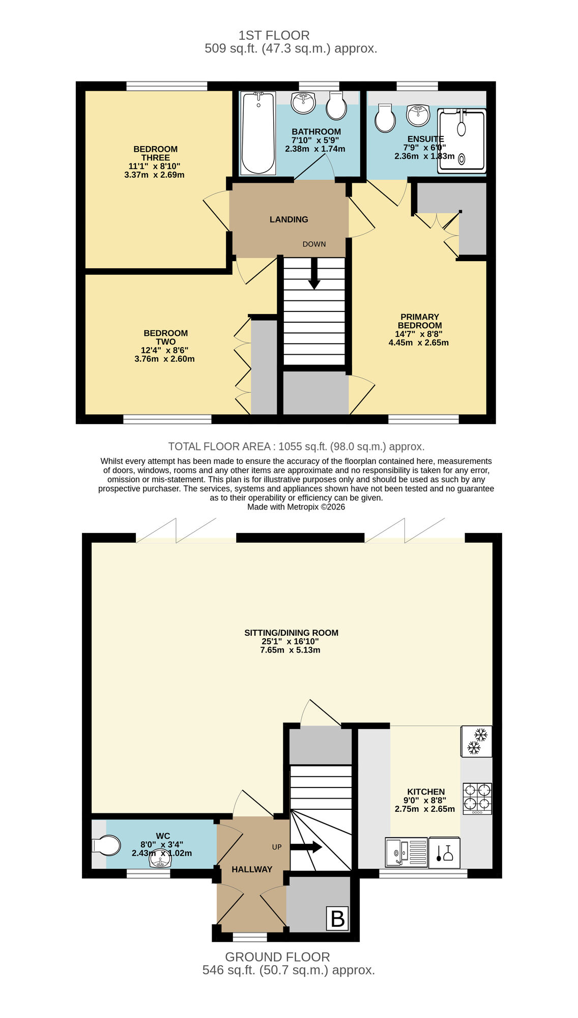 Floorplan of 3 bedroom Semi Detached House for sale, Pirnhow Street, Ditchingham, Norfolk, NR35