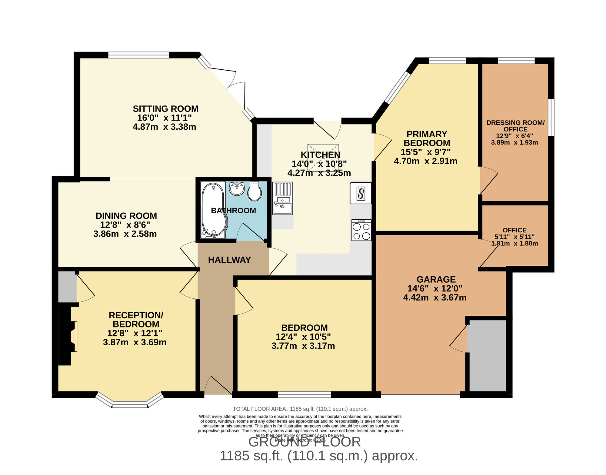 Floorplan of 3 bedroom End Terrace Bungalow for sale, Hogg Lane, Ilketshall St. Lawrence, Suffolk, NR34