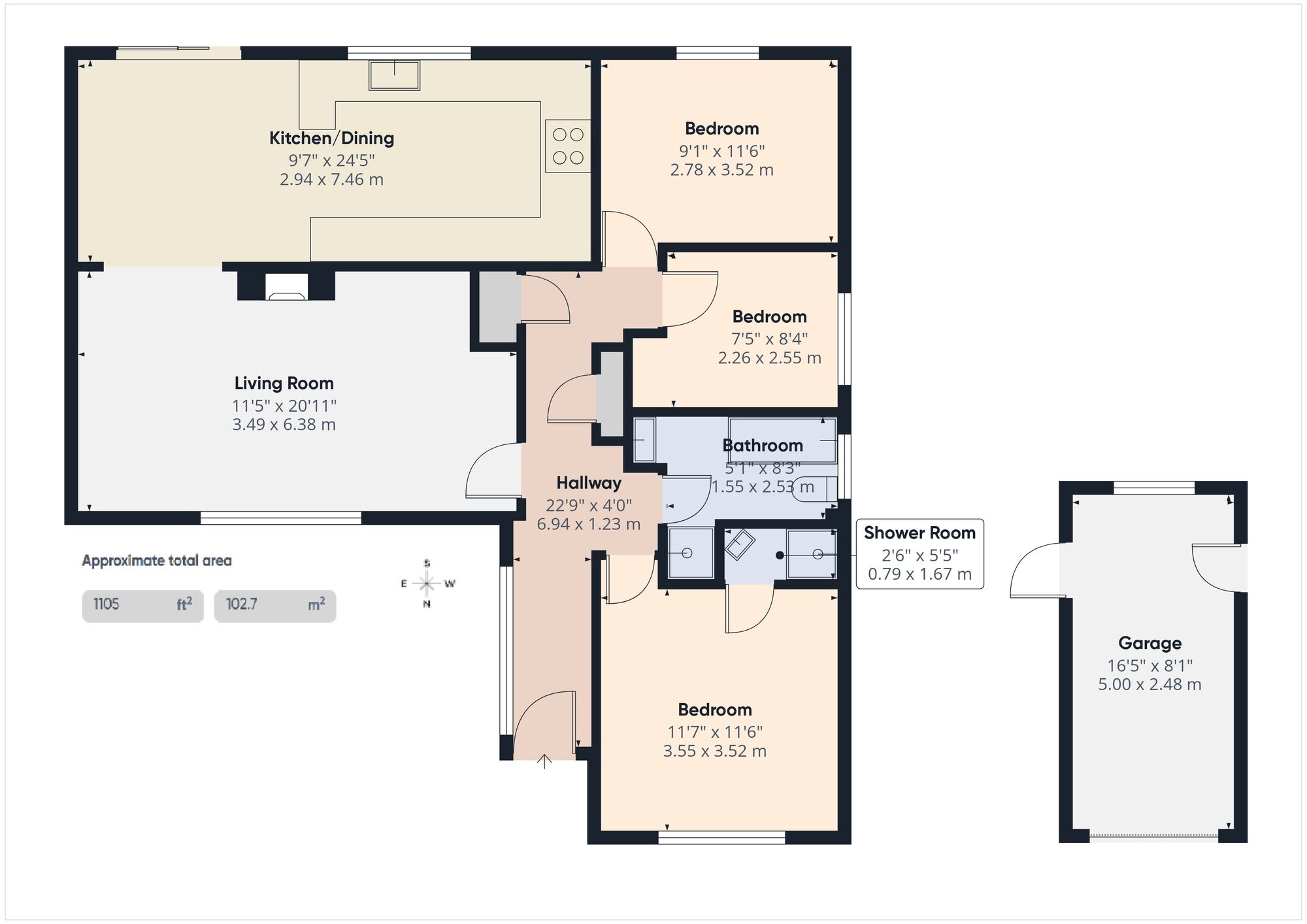 Floorplan of 3 bedroom Detached Bungalow for sale, Goldsmith Way, Pulham St. Mary, Norfolk, IP21
