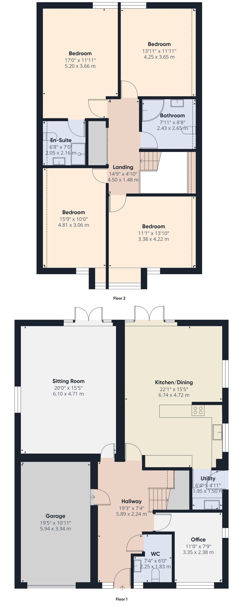 Floorplan of 4 bedroom Detached House for sale, Harleston Road, Weybread, Suffolk, IP21