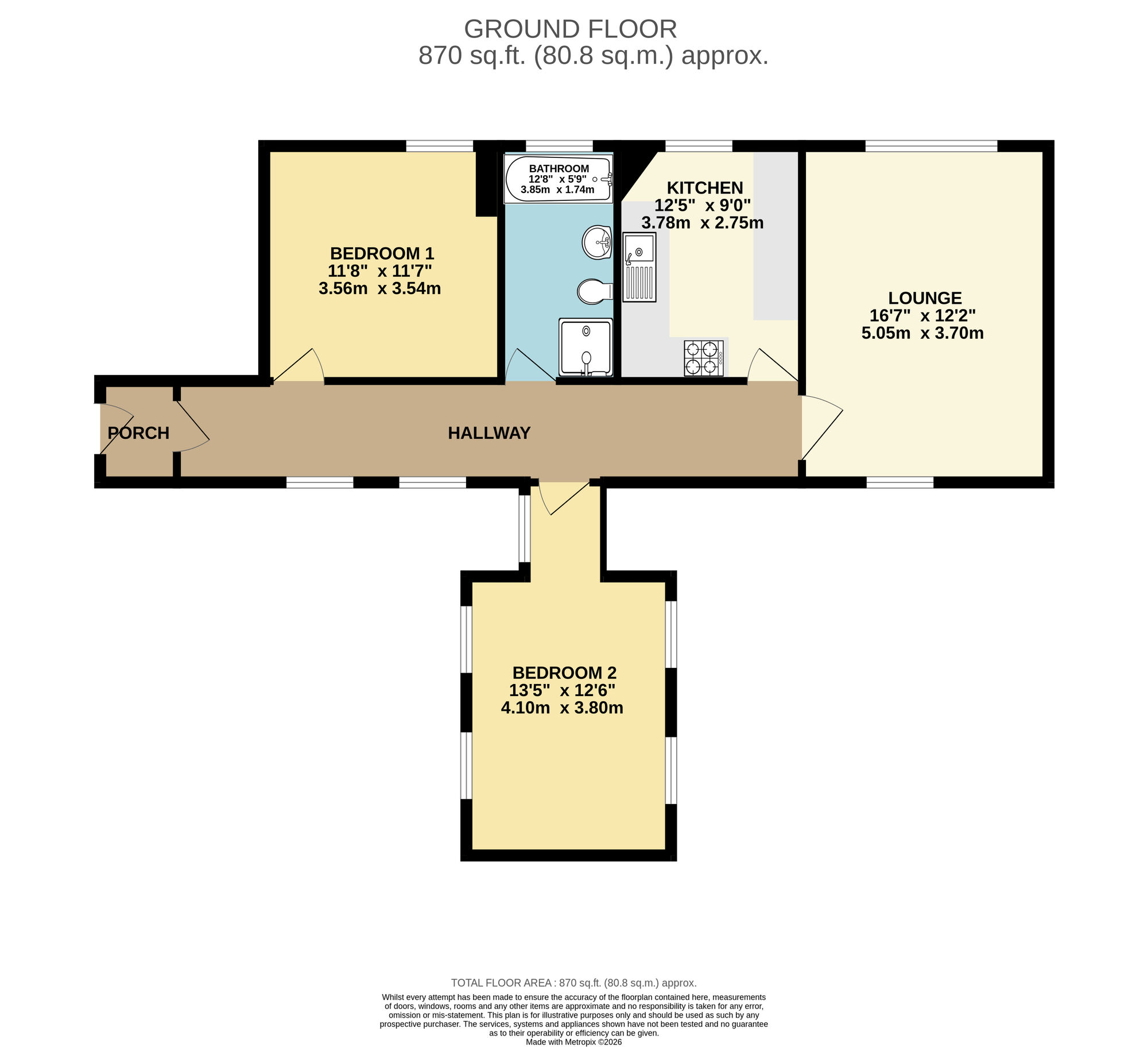 Floorplan of 2 bedroom Flat for sale, Hillcrest Court, Ipswich Road, Diss, IP21